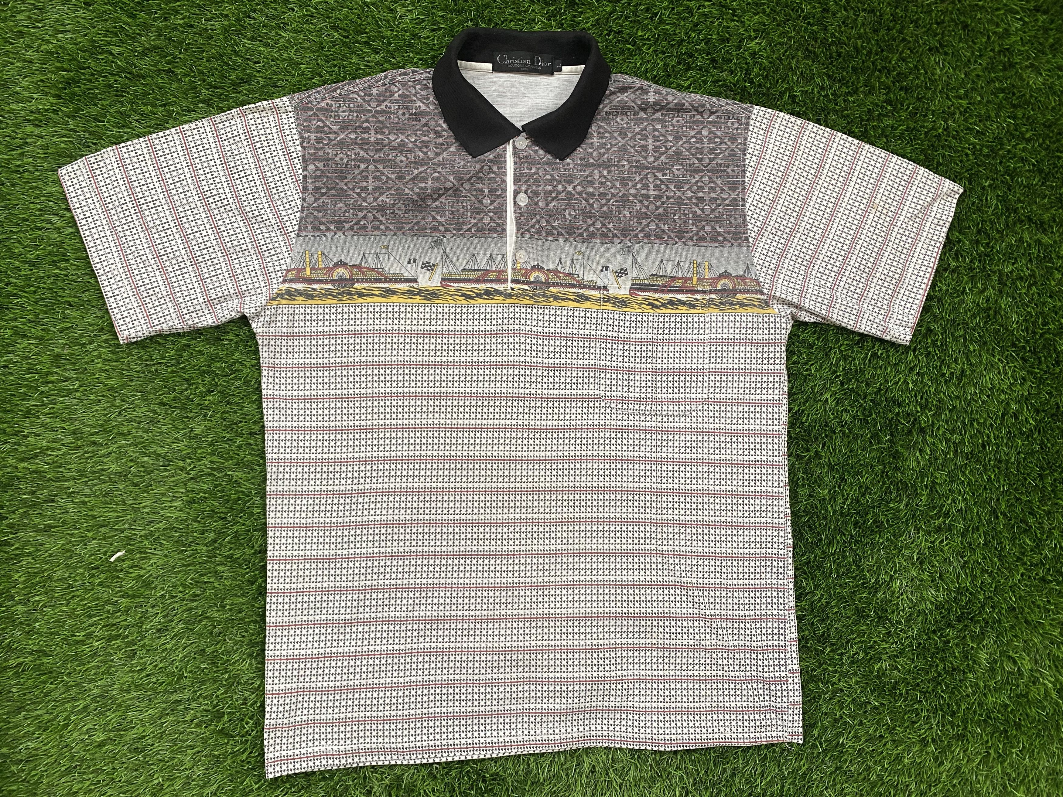 image of Christian Dior Monsieur x Vintage 90's Christian Dior Polo Shirt in Grey, Men's (Size Large)