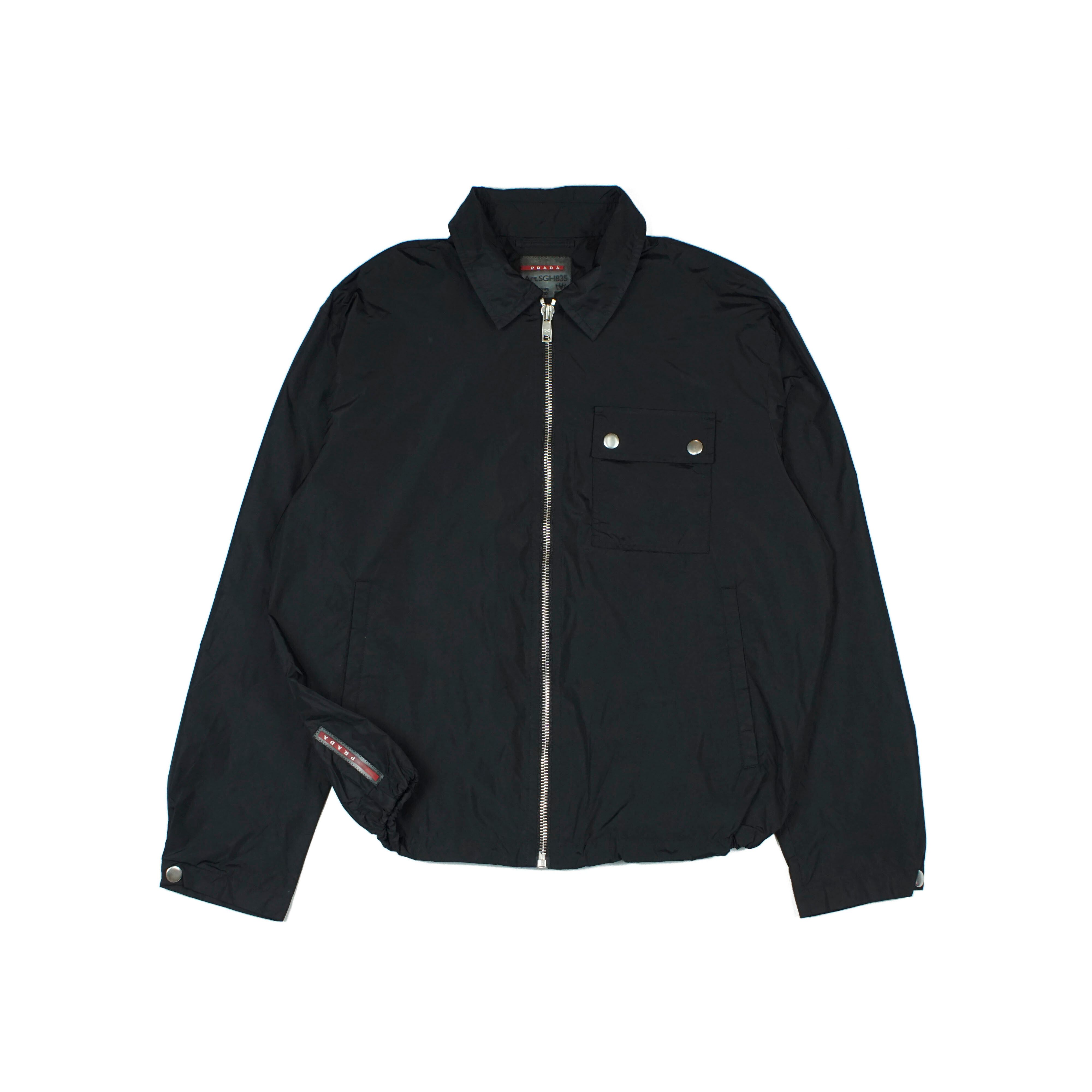 Pre-owned Prada Zip Up Jacket Detachable Hood In Black
