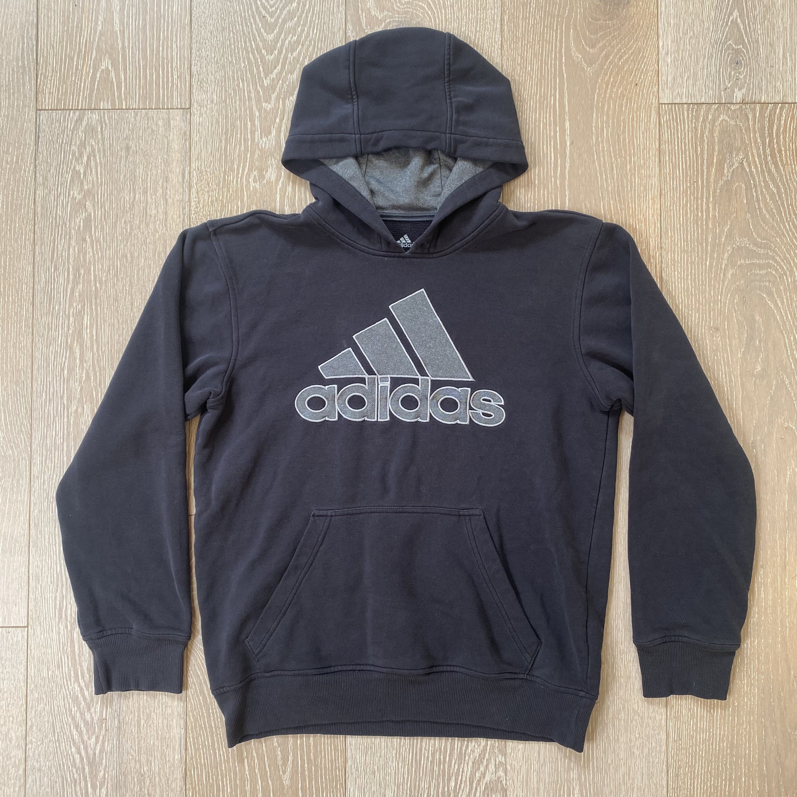 VTG 90S Y2K ADIDAS CROP ORANGE PULL-OVER HOODIE MEDIUM 14 16