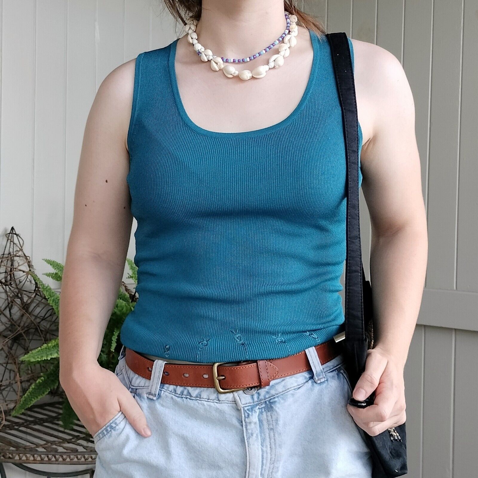 Designer × Vintage Vintage Y2K Top Tank Floral Knit Embroidered Rayon Cami Size L / US 10 / IT 46 - 1 Thumbnail