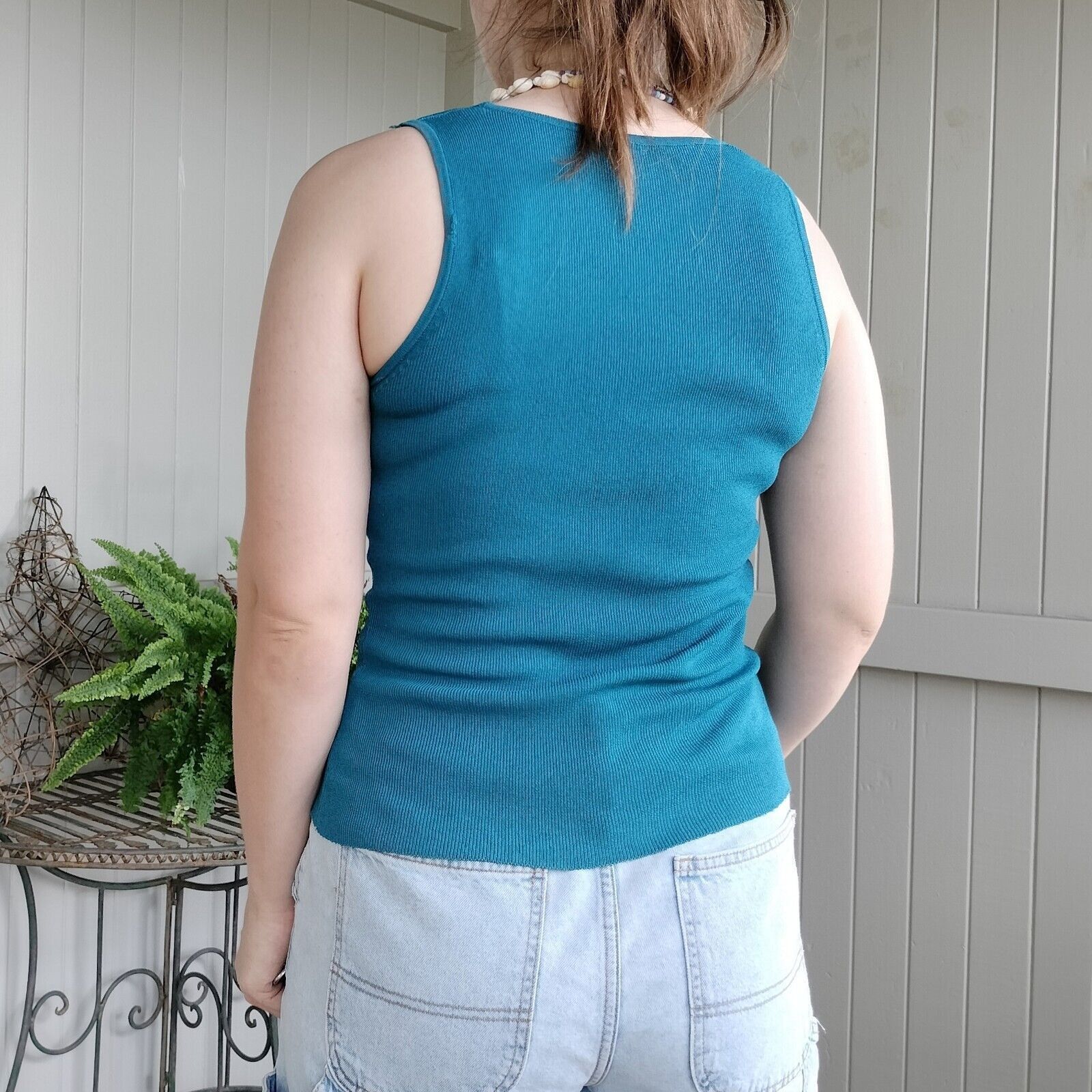 Designer × Vintage Vintage Y2K Top Tank Floral Knit Embroidered Rayon Cami Size L / US 10 / IT 46 - 4 Thumbnail