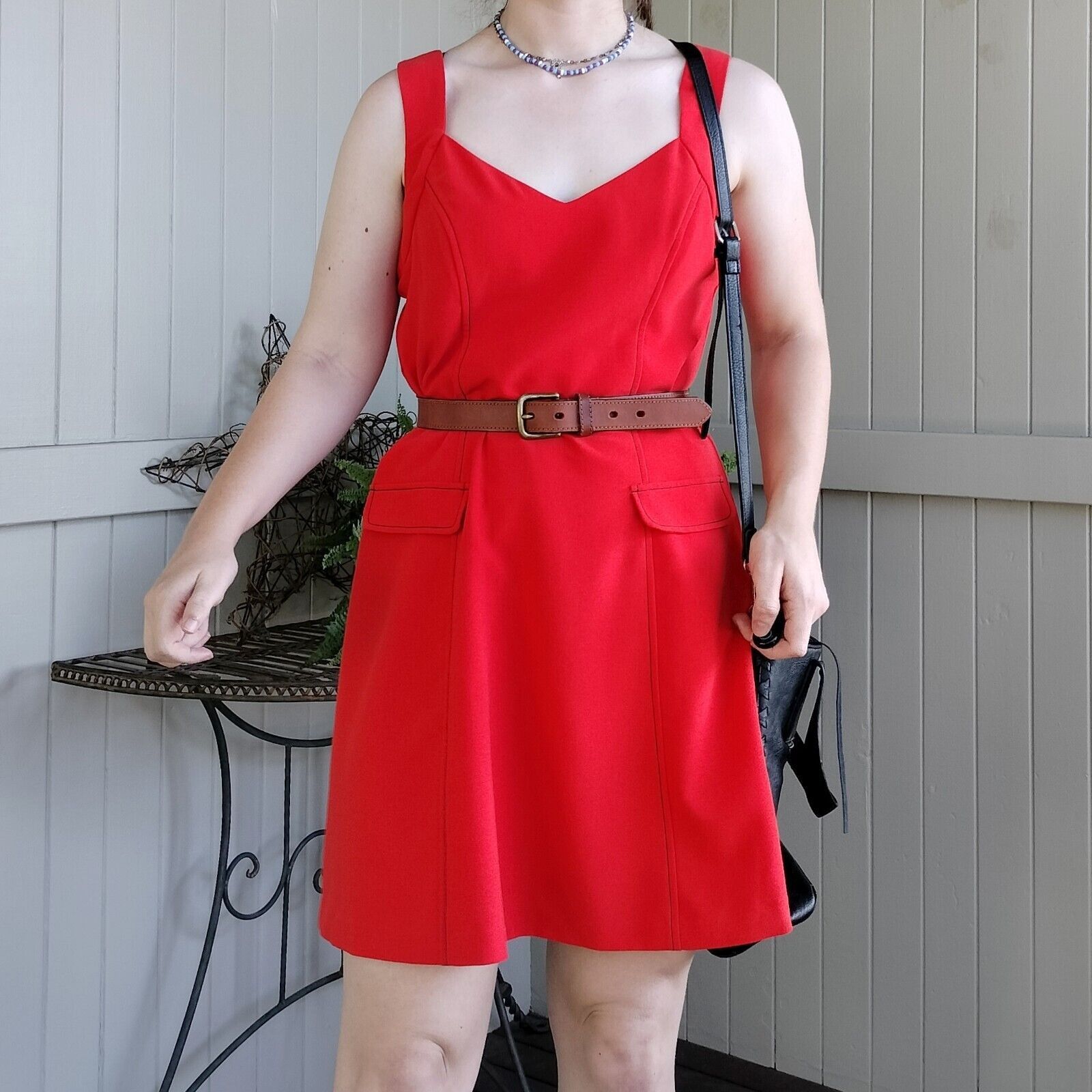 Review × Vintage Review Dress Orange Mini Fit & Flare Rockabilly 60s Pinup Size L / US 10 / IT 46 - 1 Thumbnail