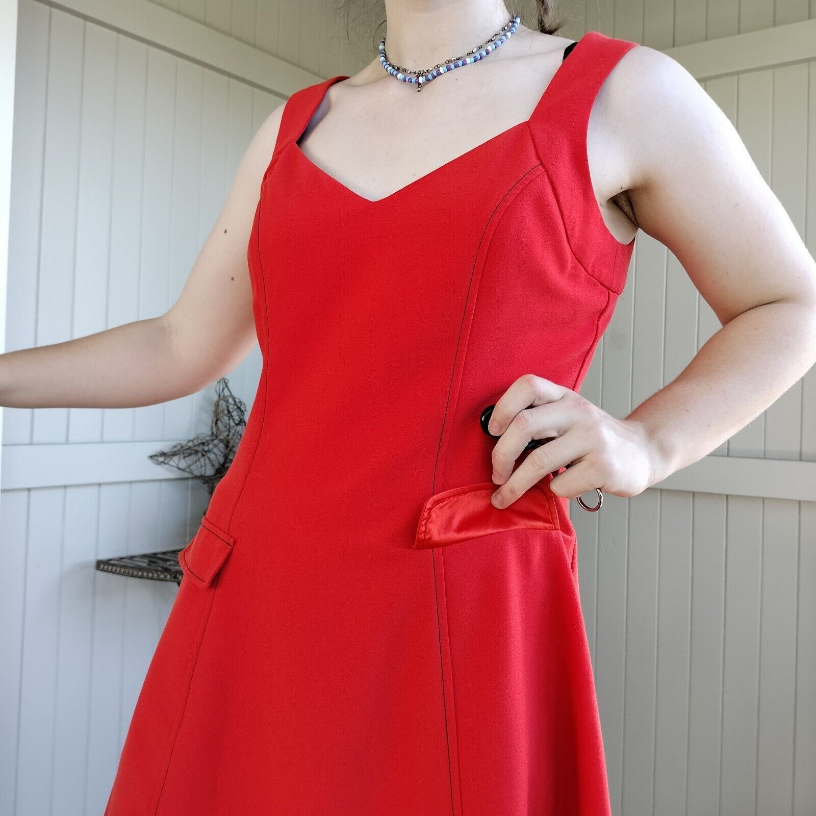 Review × Vintage Review Dress Orange Mini Fit & Flare Rockabilly 60s Pinup Size L / US 10 / IT 46 - 5 Thumbnail