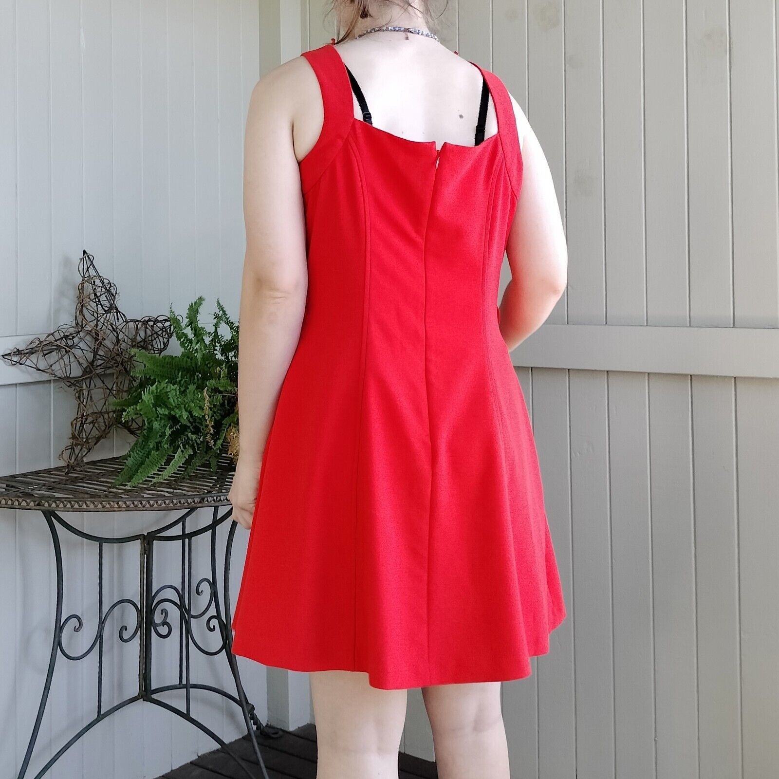 Review × Vintage Review Dress Orange Mini Fit & Flare Rockabilly 60s Pinup Size L / US 10 / IT 46 - 4 Thumbnail