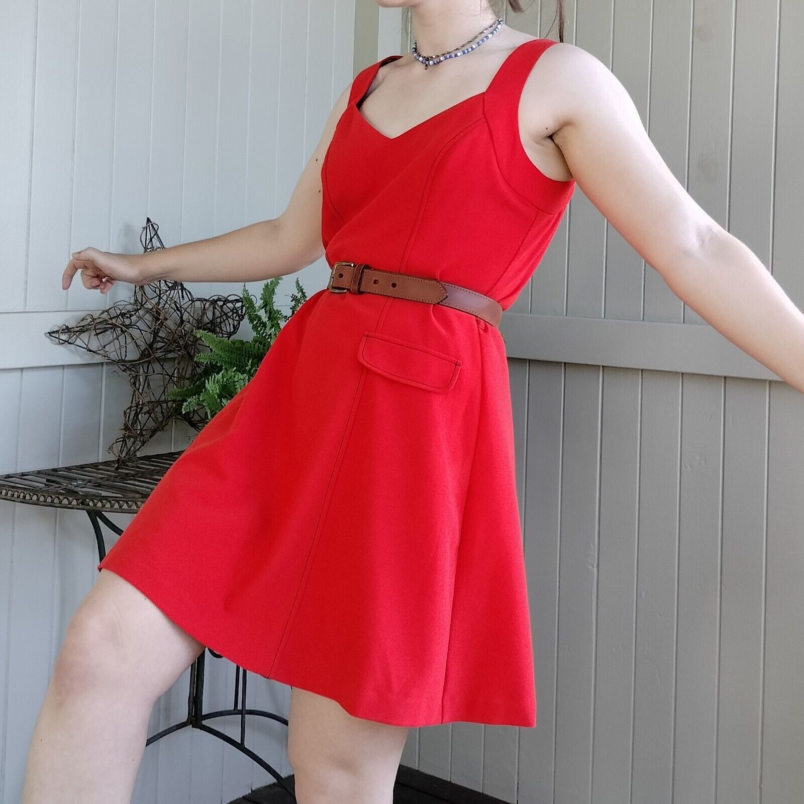 Review × Vintage Review Dress Orange Mini Fit & Flare Rockabilly 60s Pinup Size L / US 10 / IT 46 - 2 Thumbnail