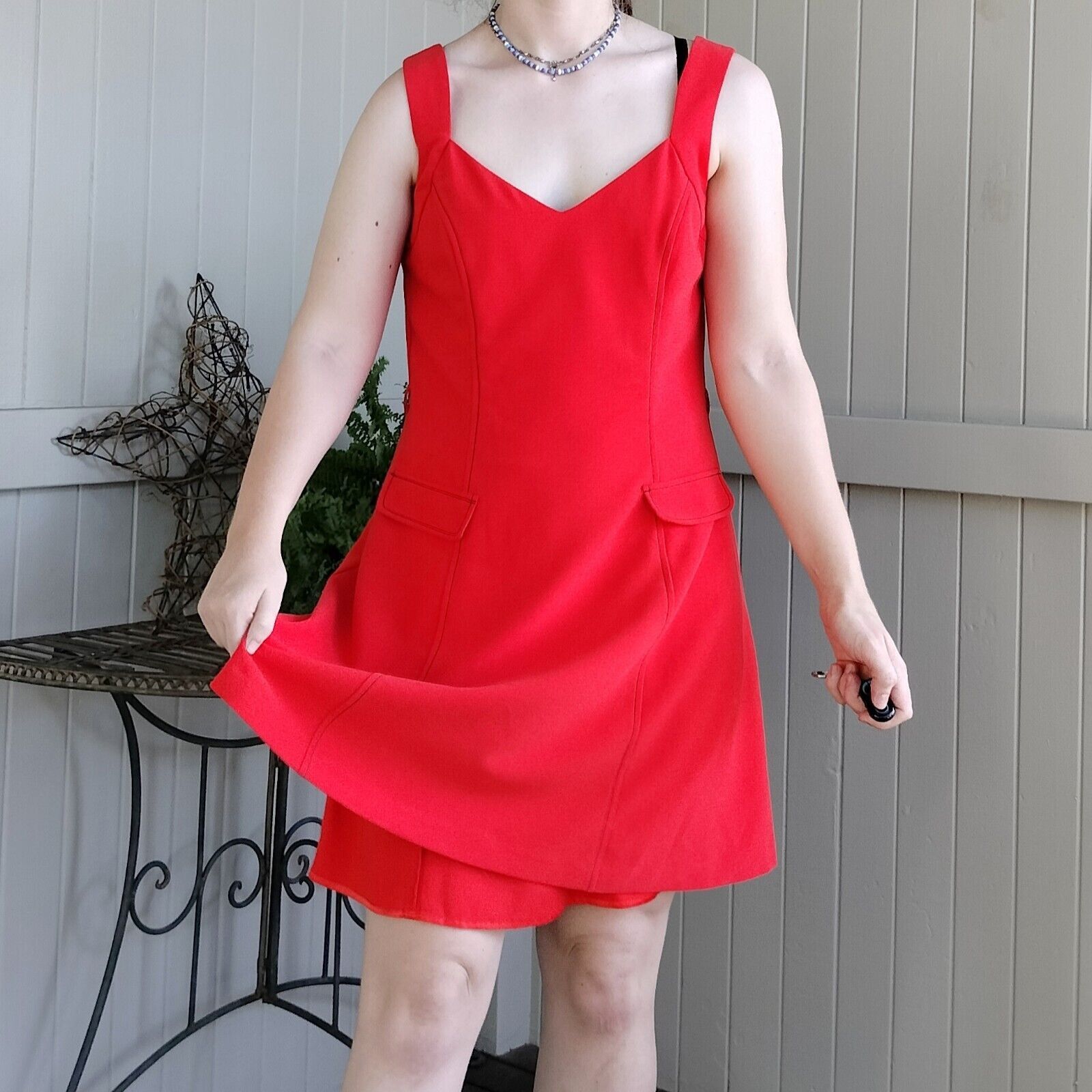 Review × Vintage Review Dress Orange Mini Fit & Flare Rockabilly 60s Pinup Size L / US 10 / IT 46 - 3 Thumbnail
