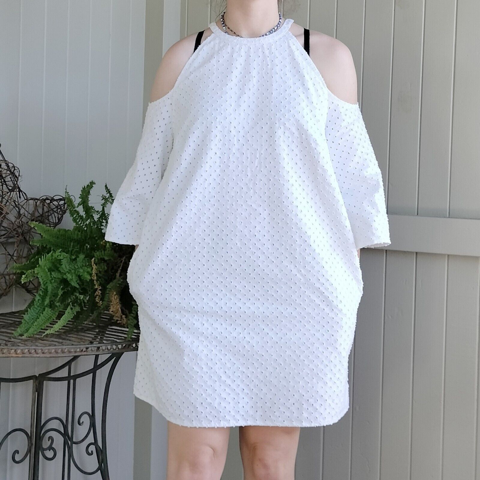 Designer The Fifth Label Dress Mini Broderie Anglaise Bell Sleeve Size L / US 10 / IT 46 - 3 Thumbnail