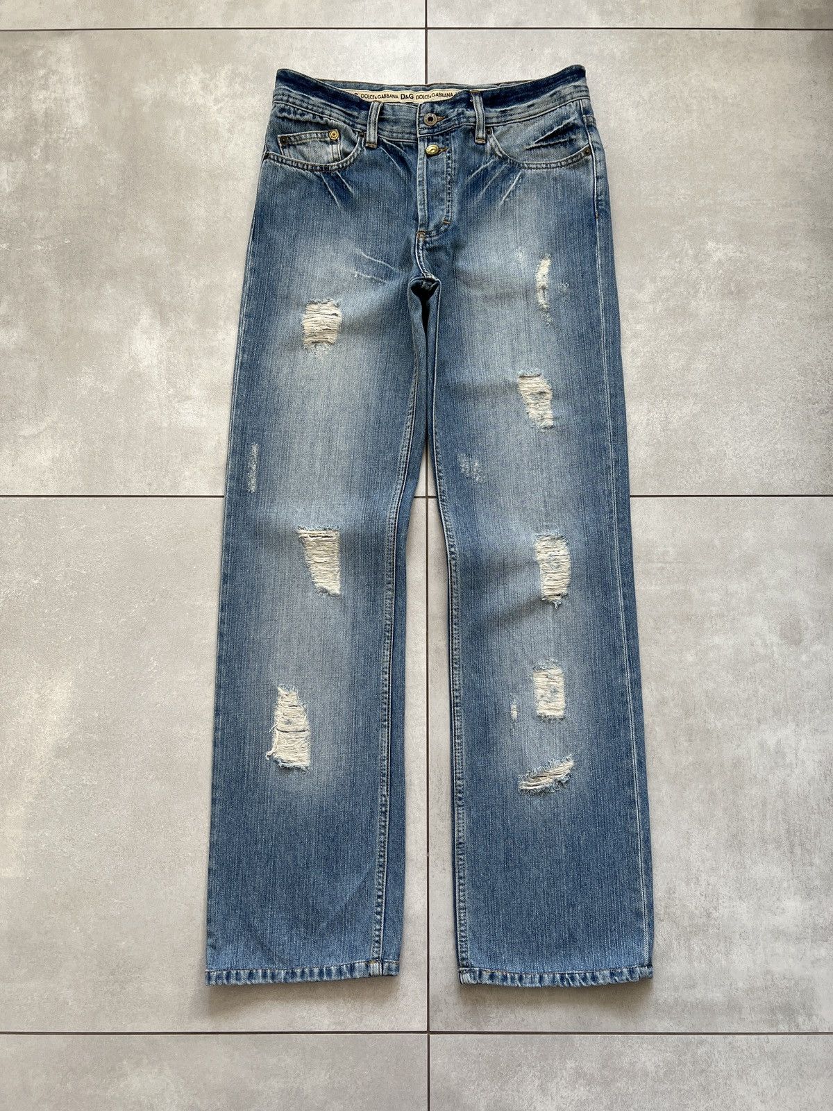 image of Dolce Gabbana New Used Look Distressed Winner Men’S Jeans in Blue, Men's (Size 31)