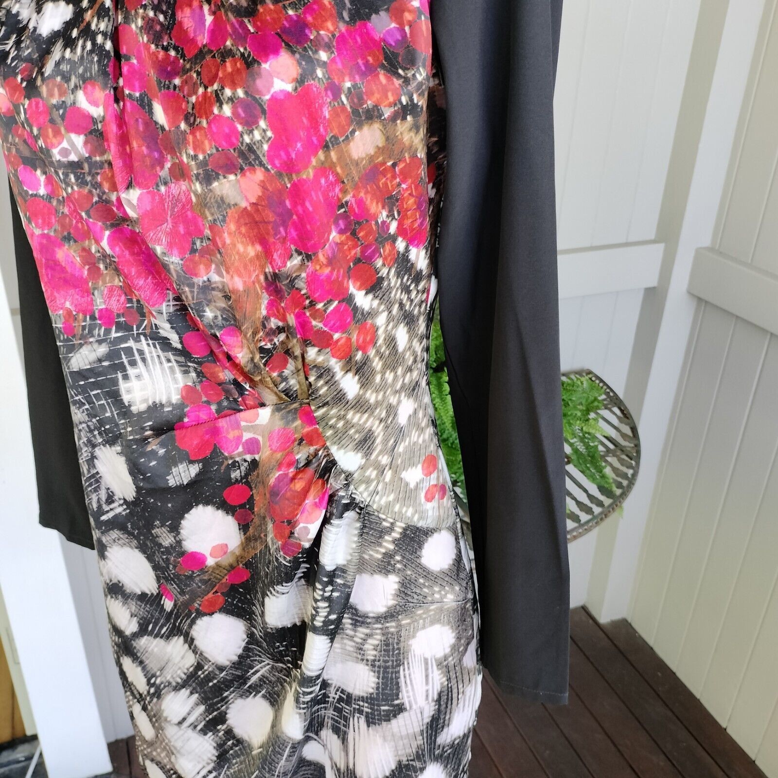 Designer St-Martins Dress Black Pink Mini Satin Pencil Abstract Size S / US 4 / IT 40 - 7 Thumbnail