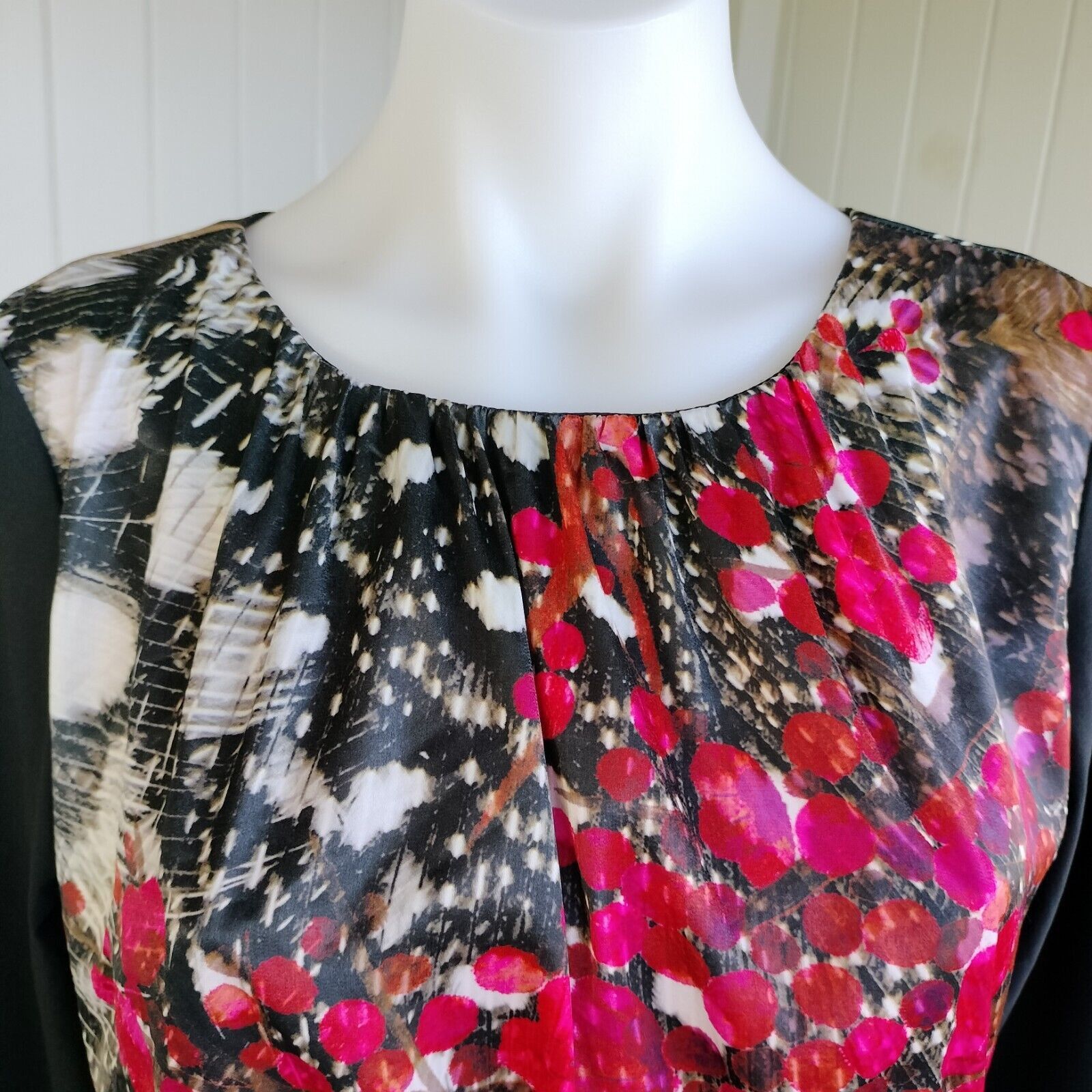 Designer St-Martins Dress Black Pink Mini Satin Pencil Abstract Size S / US 4 / IT 40 - 5 Thumbnail