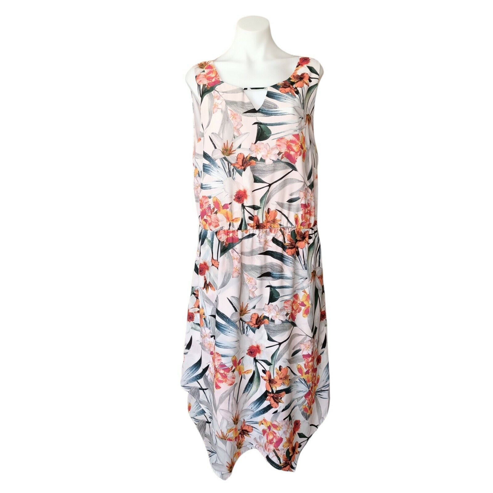Designer Table Eight Plus Size Dress White Floral A Line Midi Size XL / US 12-14 / IT 48-50 - 1 Thumbnail