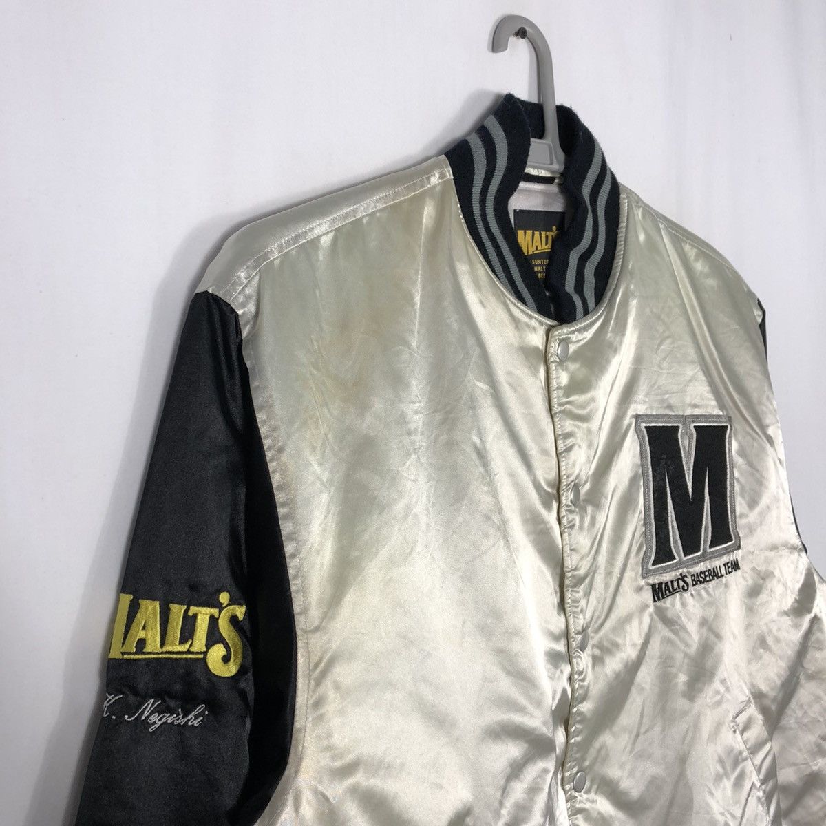 Japanese Brand × Vintage 🔥Rare🔥🇯🇵Malts Baseball Team Satin Bomber Varsity Jacket Size US L / EU 52-54 / 3 - 9 Thumbnail