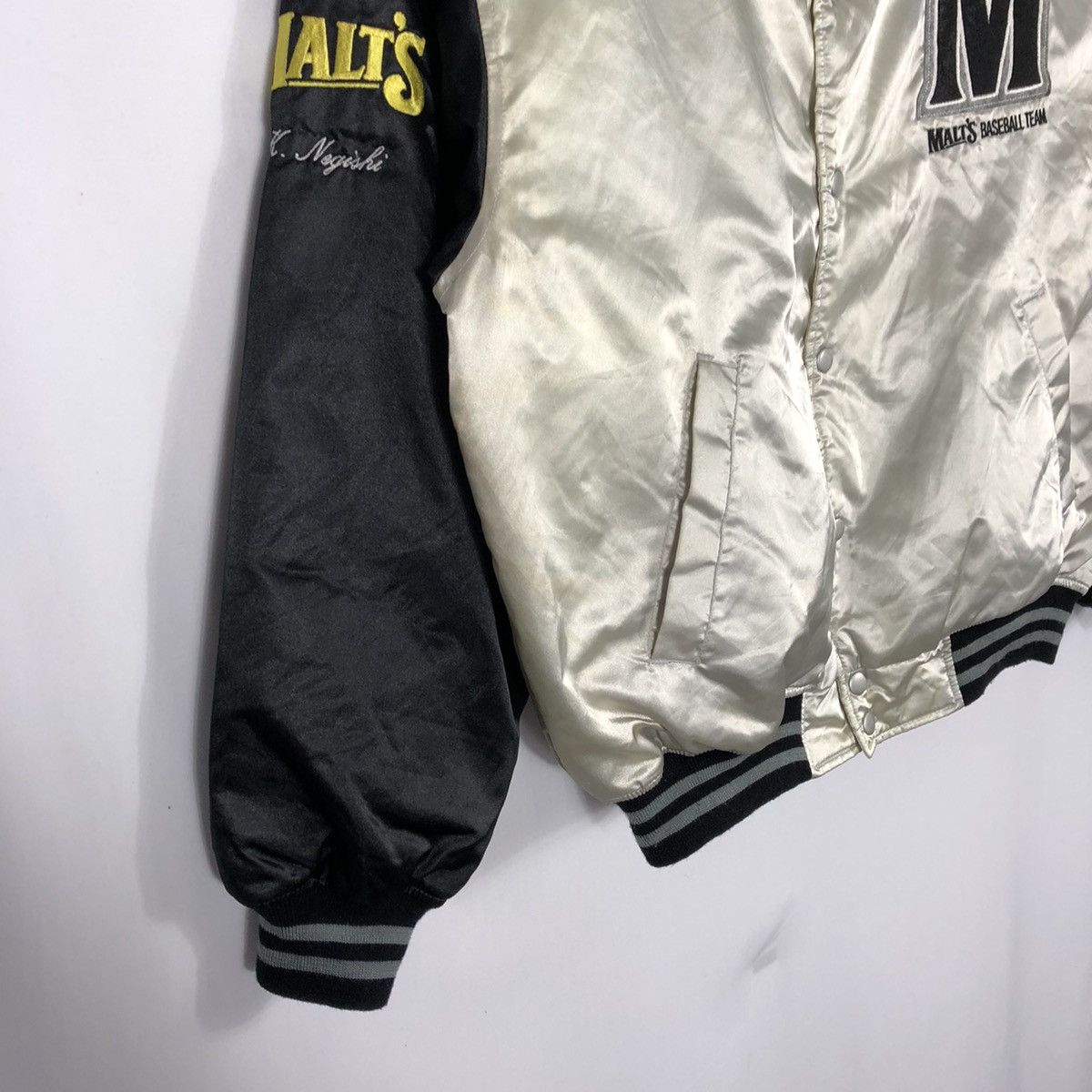 Japanese Brand × Vintage 🔥Rare🔥🇯🇵Malts Baseball Team Satin Bomber Varsity Jacket Size US L / EU 52-54 / 3 - 10 Thumbnail