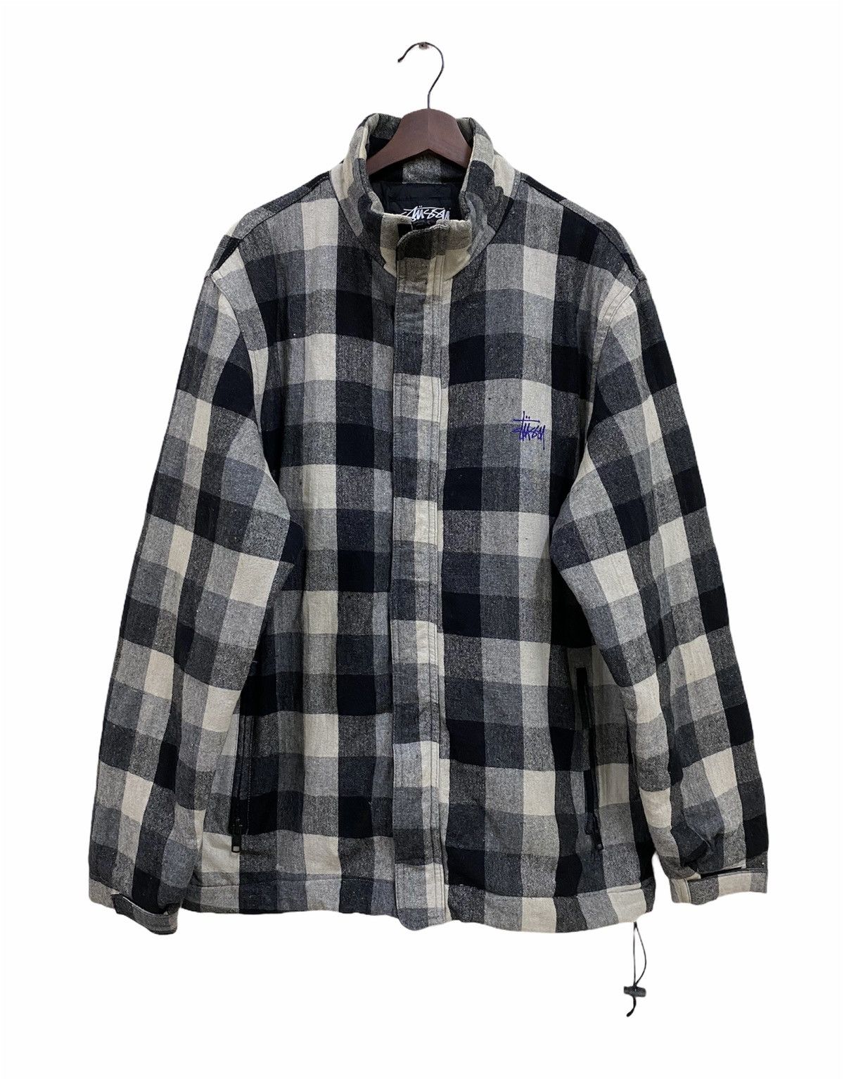 Stussy Jacket Stussy Plaid Checkered 2024 Zipper Jacket Size L