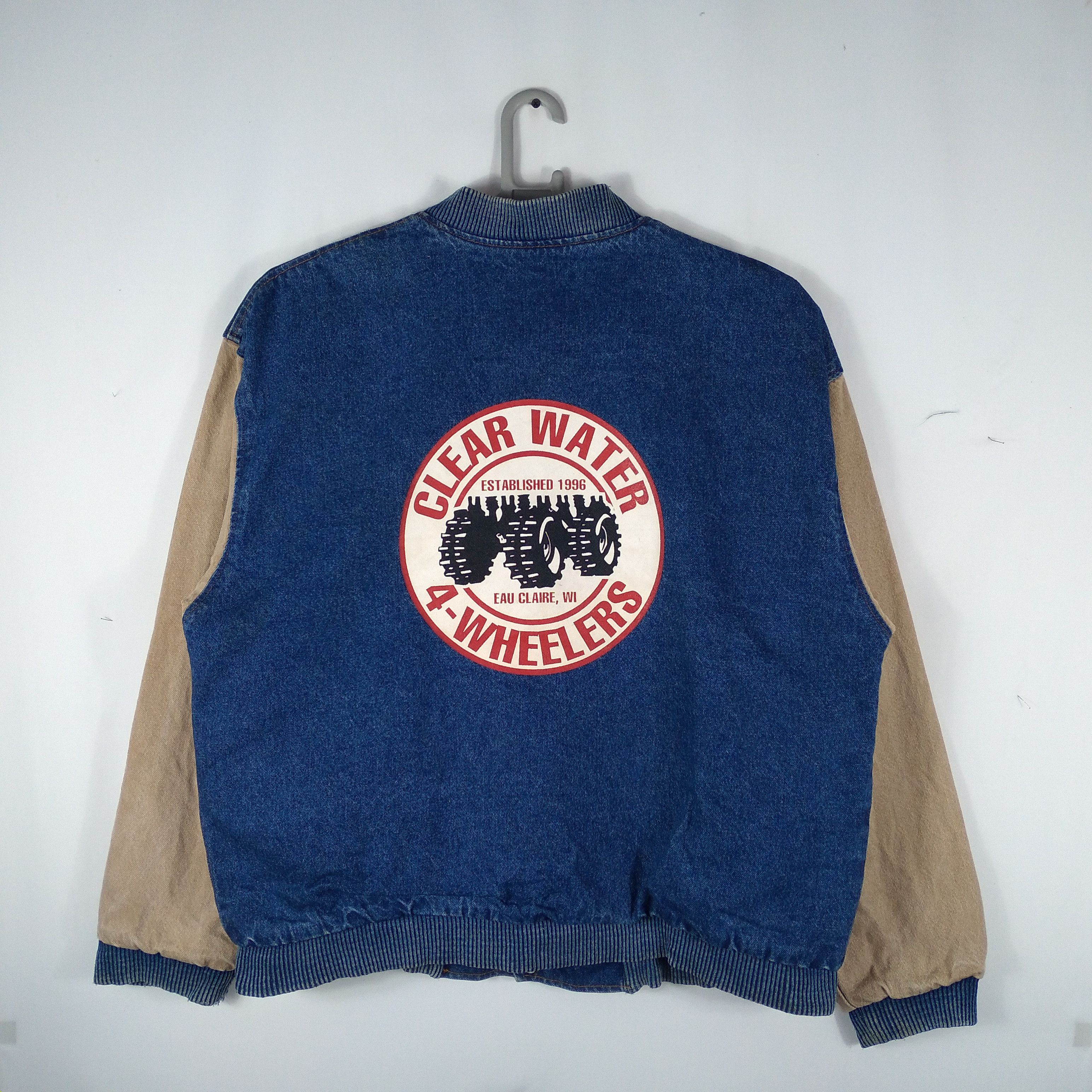 Vintage Rare Three River Tractor Big Logo Denim Heavy Varsity Jacket Size US L / EU 52-54 / 3 - 1 Thumbnail