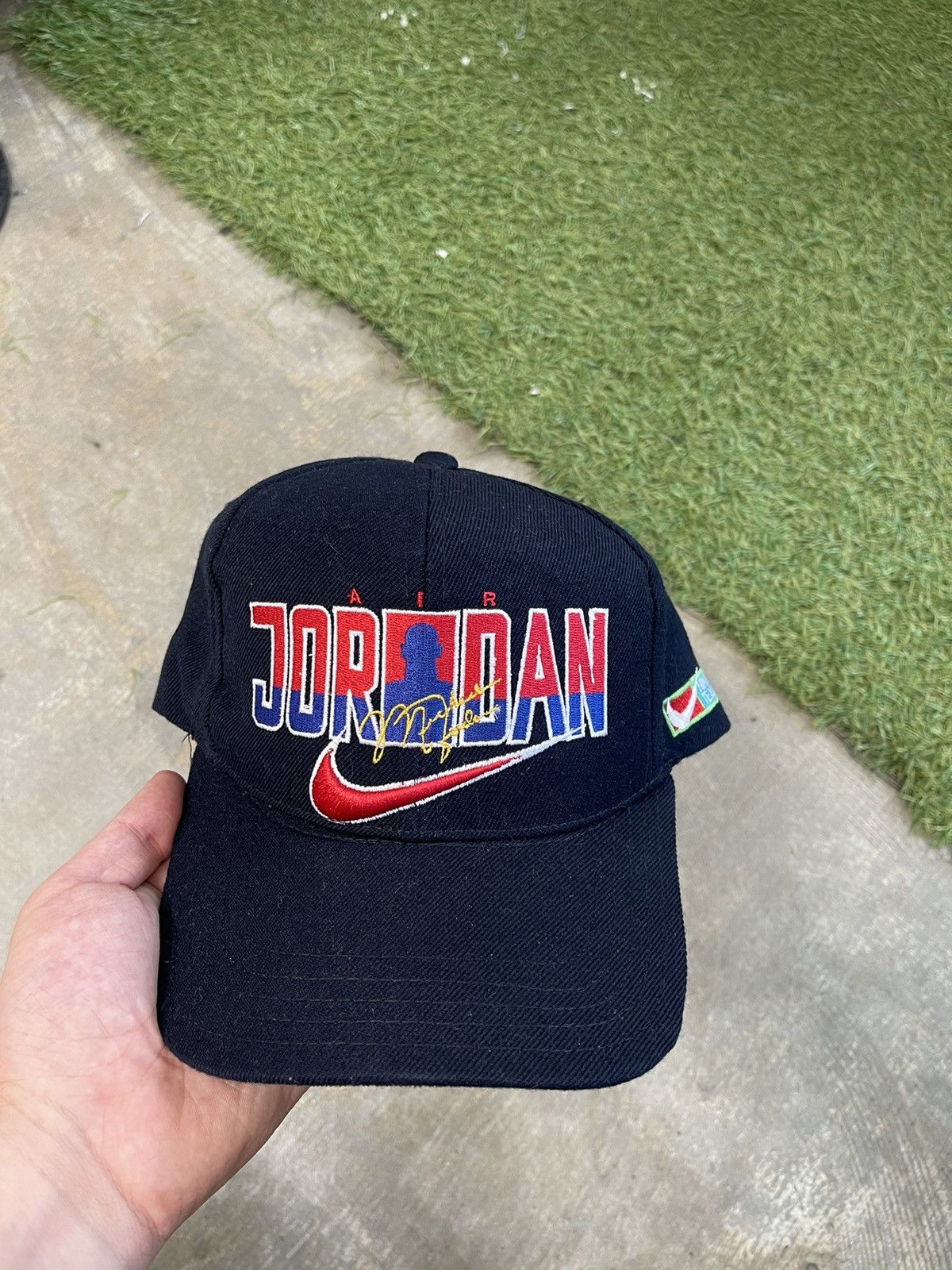 image of Jordan Nike Vintage 90's Nike Air Jordan Embroidered Strapback Hat in Black, Men's