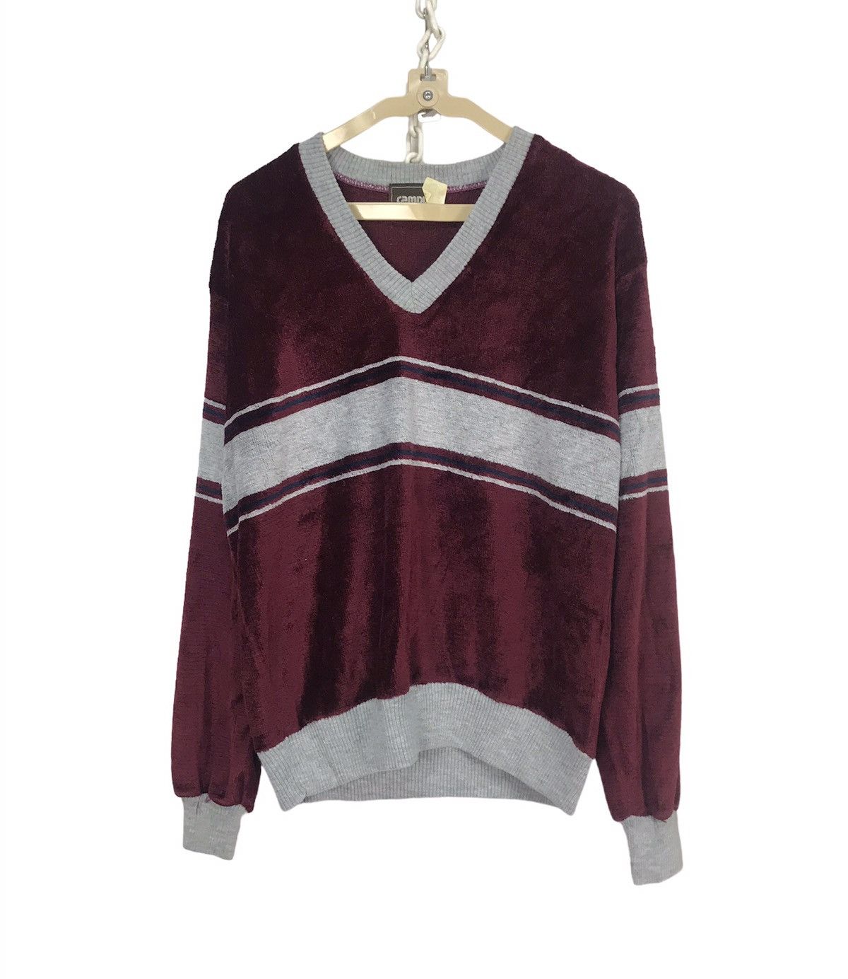 Vintage Vintage campus velvet vneck sweatshirt Size US M / EU 48-50 / 2 - 1 Thumbnail