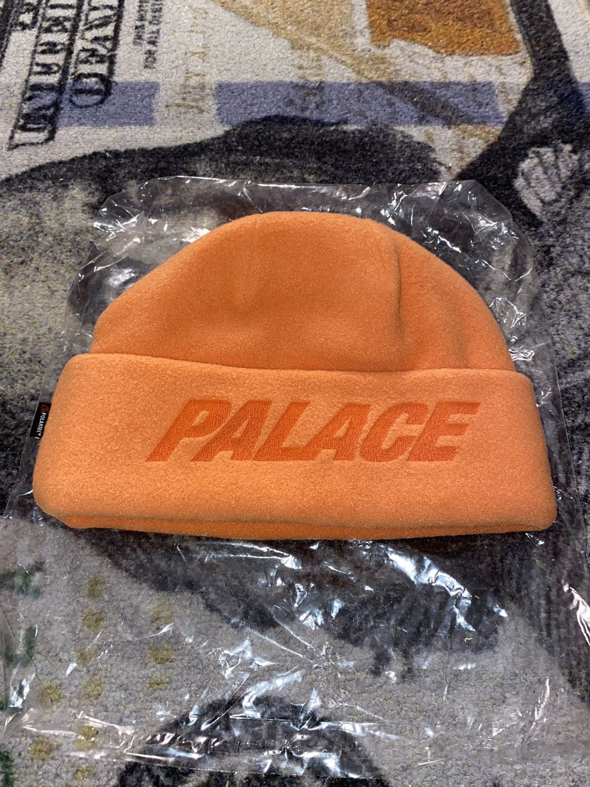 image of Palace Polartec Lazer Beanie (Large / Xlarge) in Orange, Men's