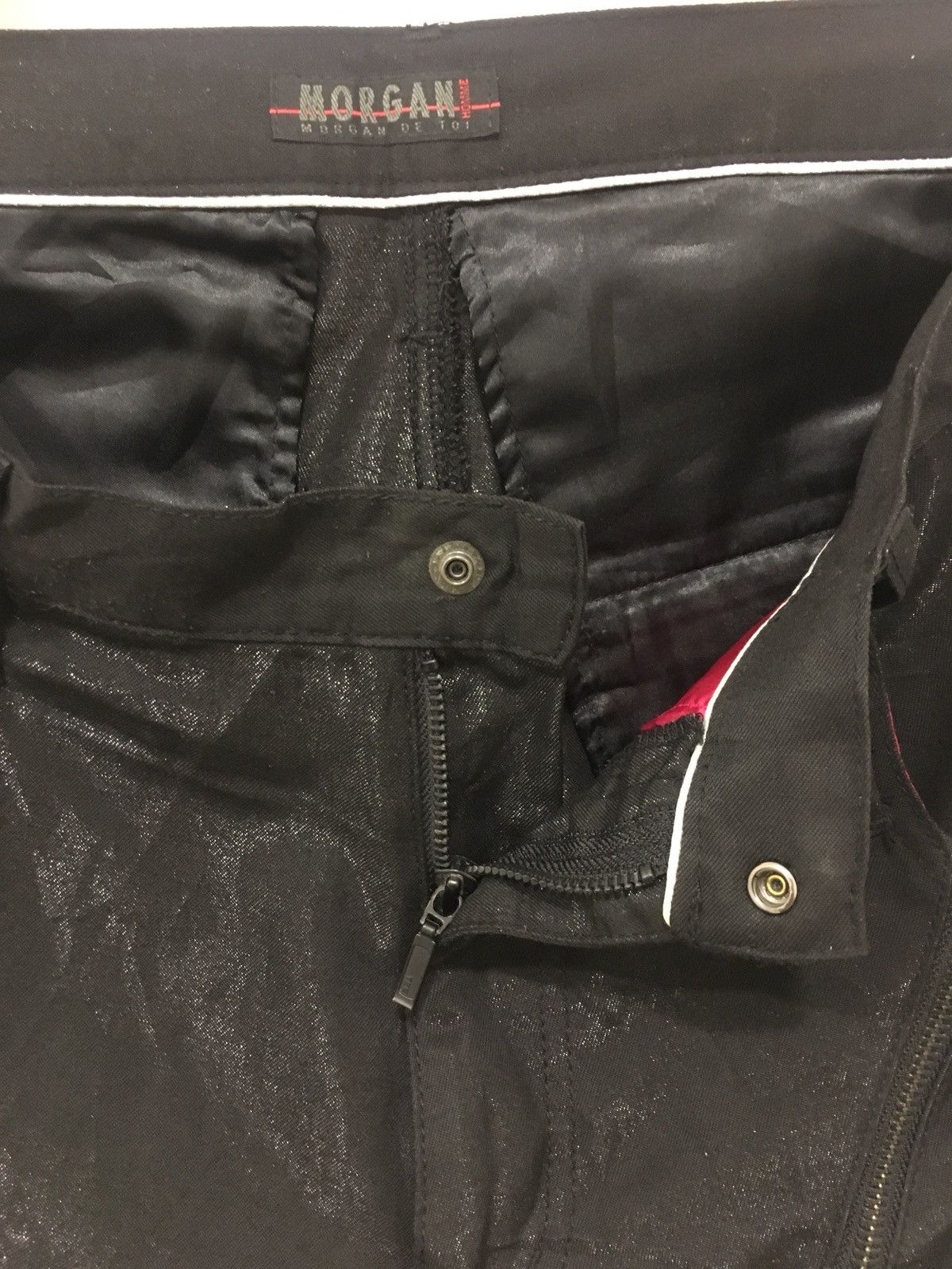 Morgan Homme black shinning zipper pant Size US 30 / EU 46 - 7 Thumbnail