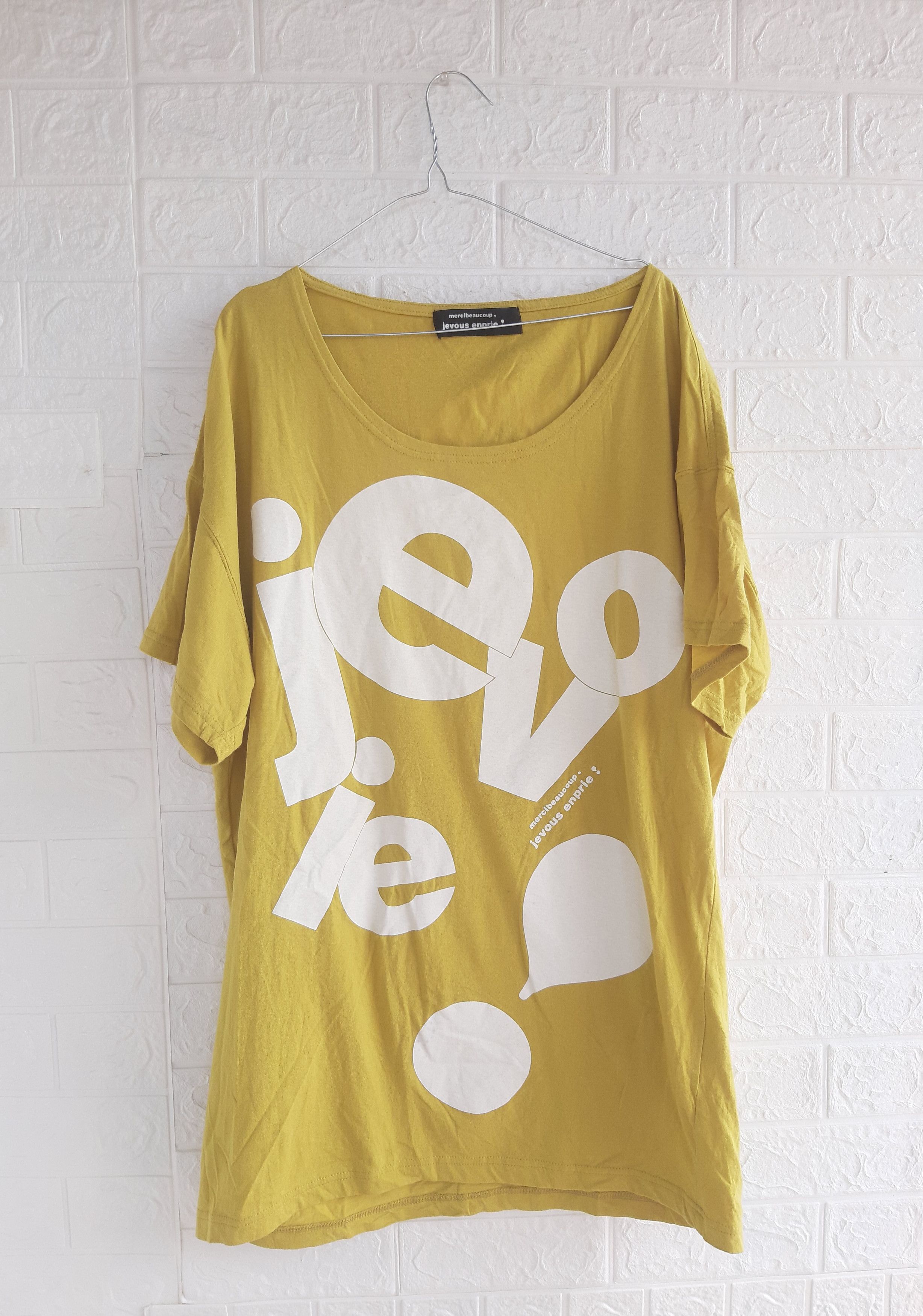 image of Issey Miyake x Mercibeaucoup Jevous Enprie Yellow Tees, Women's (Size Large)
