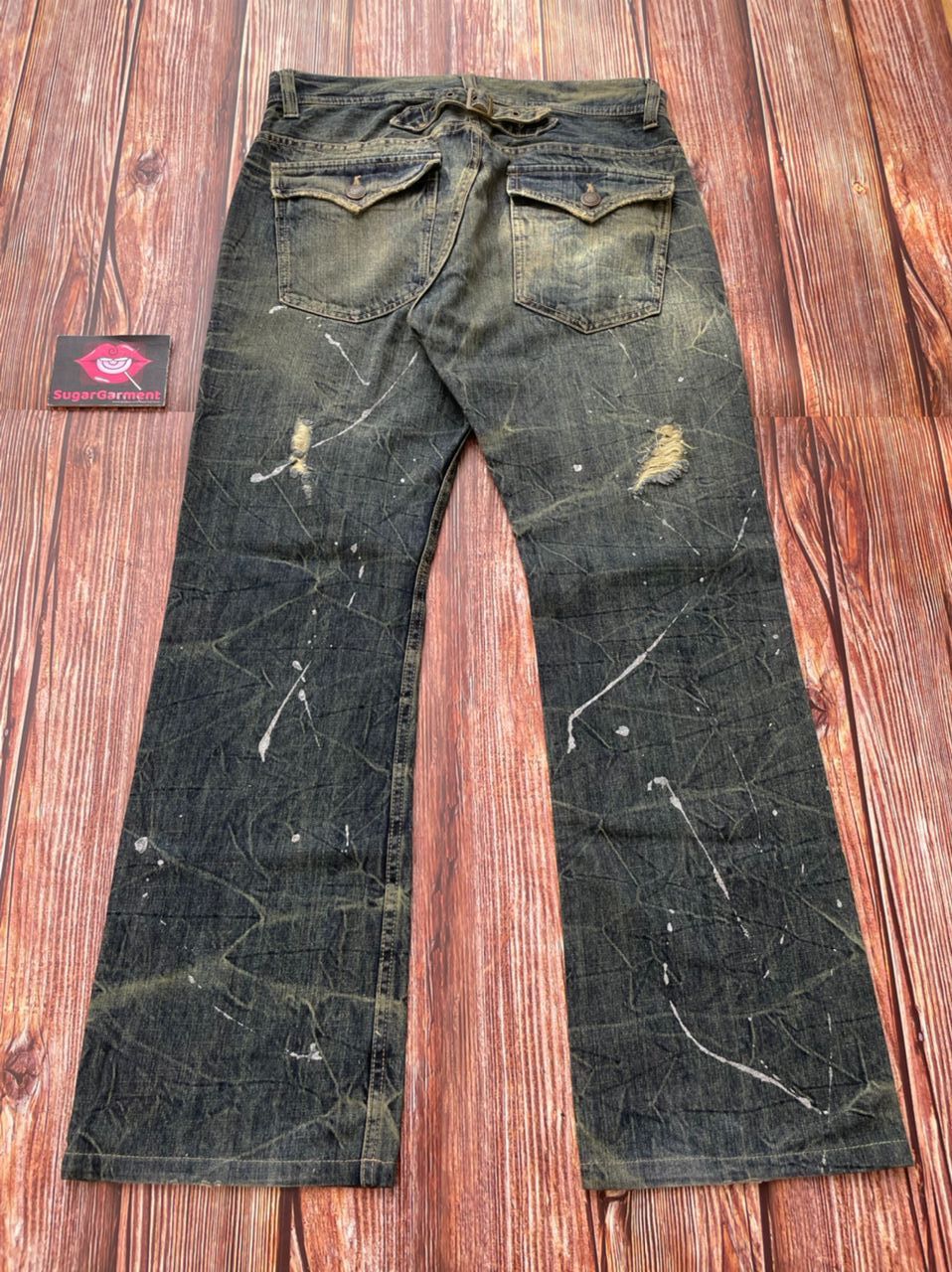 Japanese Brand Bootcut Distressed Paint Splatter Japanese Vintage Jeans Size US 33 - 10 Thumbnail