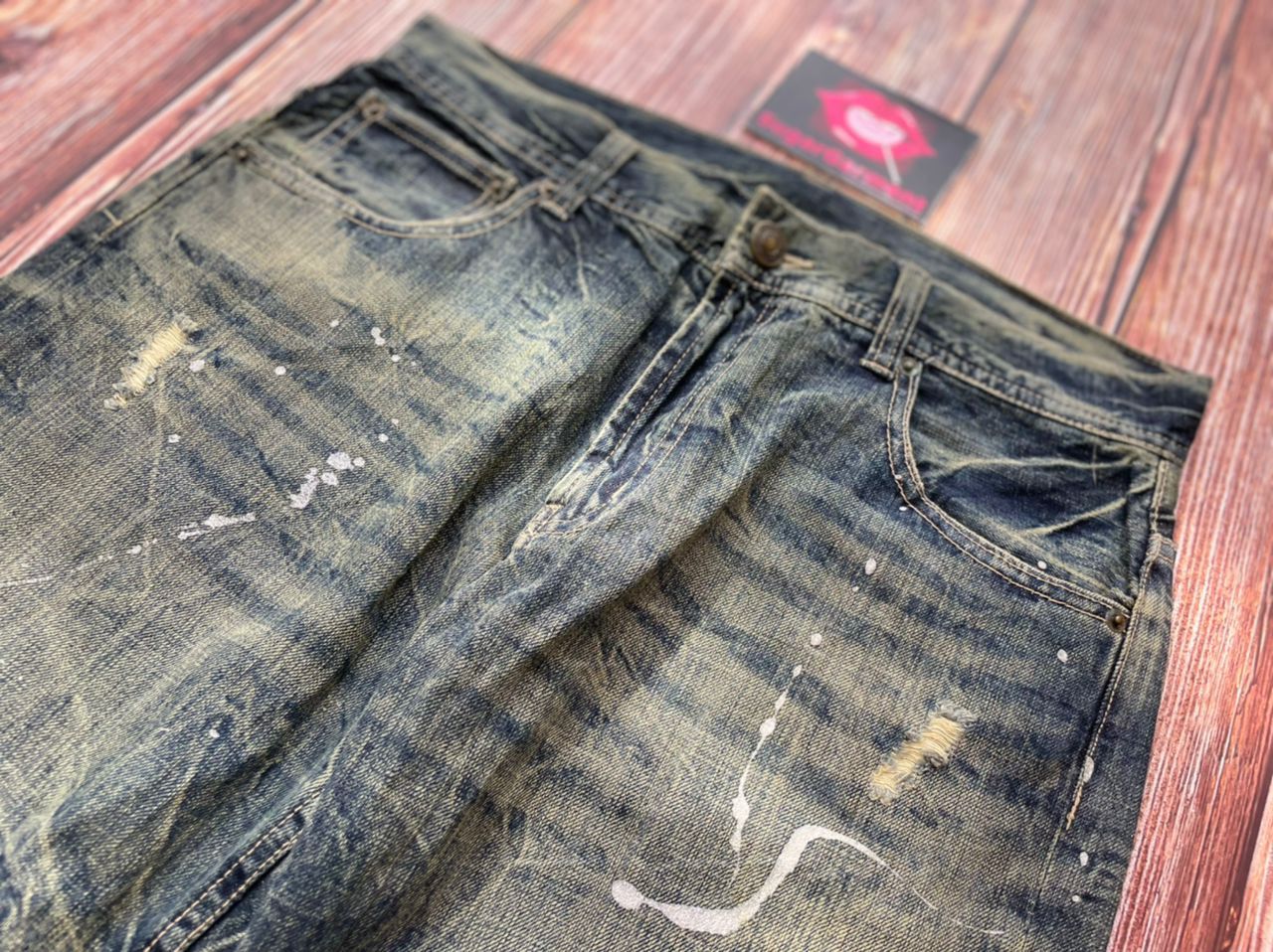 Japanese Brand Bootcut Distressed Paint Splatter Japanese Vintage Jeans Size US 33 - 5 Thumbnail
