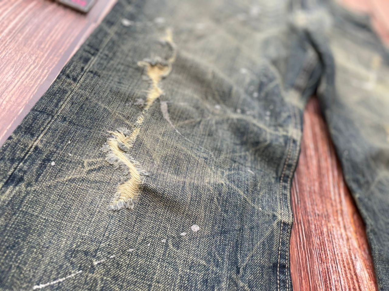 Japanese Brand Bootcut Distressed Paint Splatter Japanese Vintage Jeans Size US 33 - 8 Thumbnail