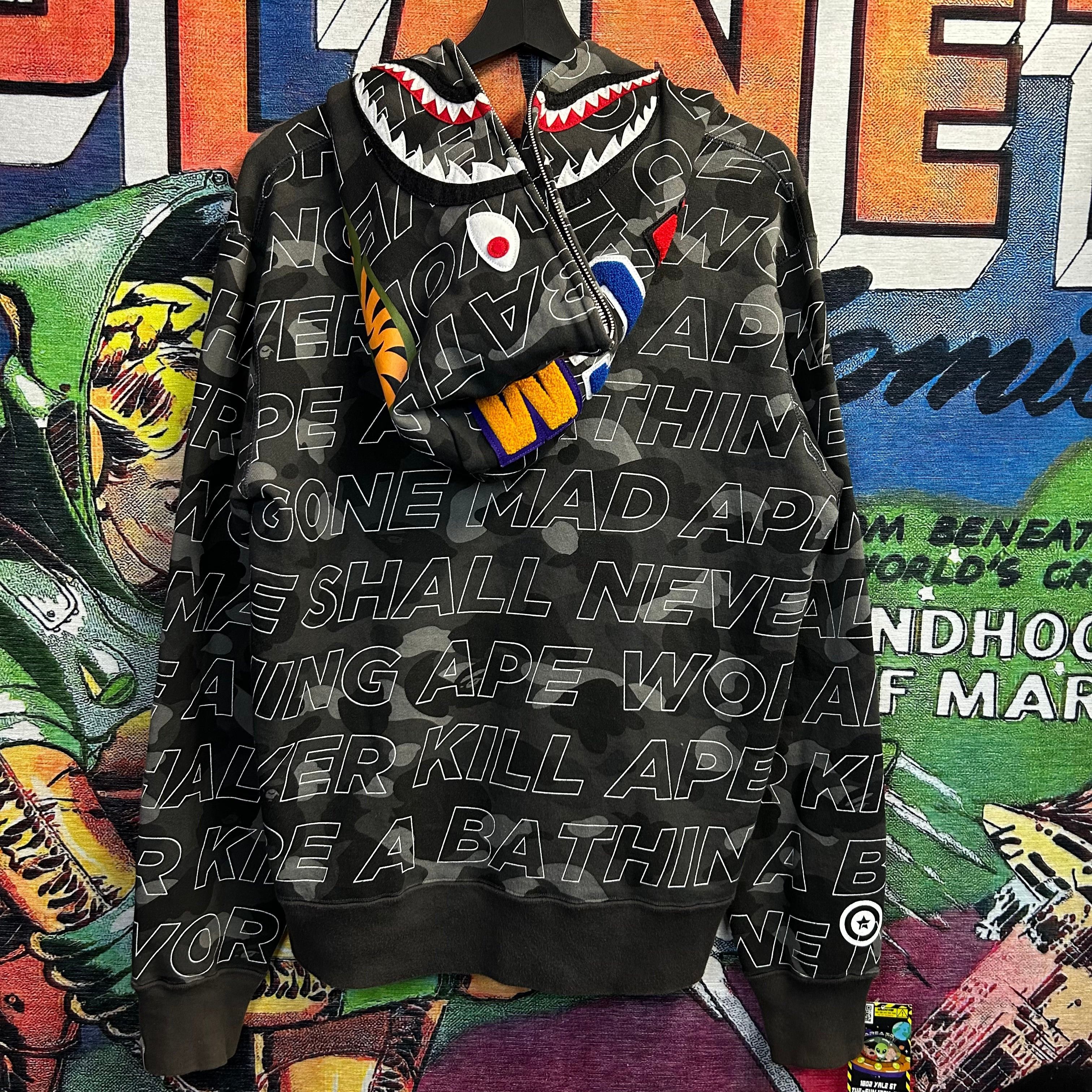 image of Bape All Over Print/ Camo Full Zip Size Large in Black, Men's