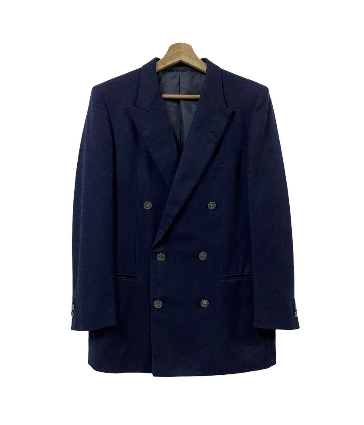 Vintage YvesSaintLaurent Diffusion Homme Paris Double Breasted Coat Size US M / EU 48-50 / 2 - 1 Thumbnail