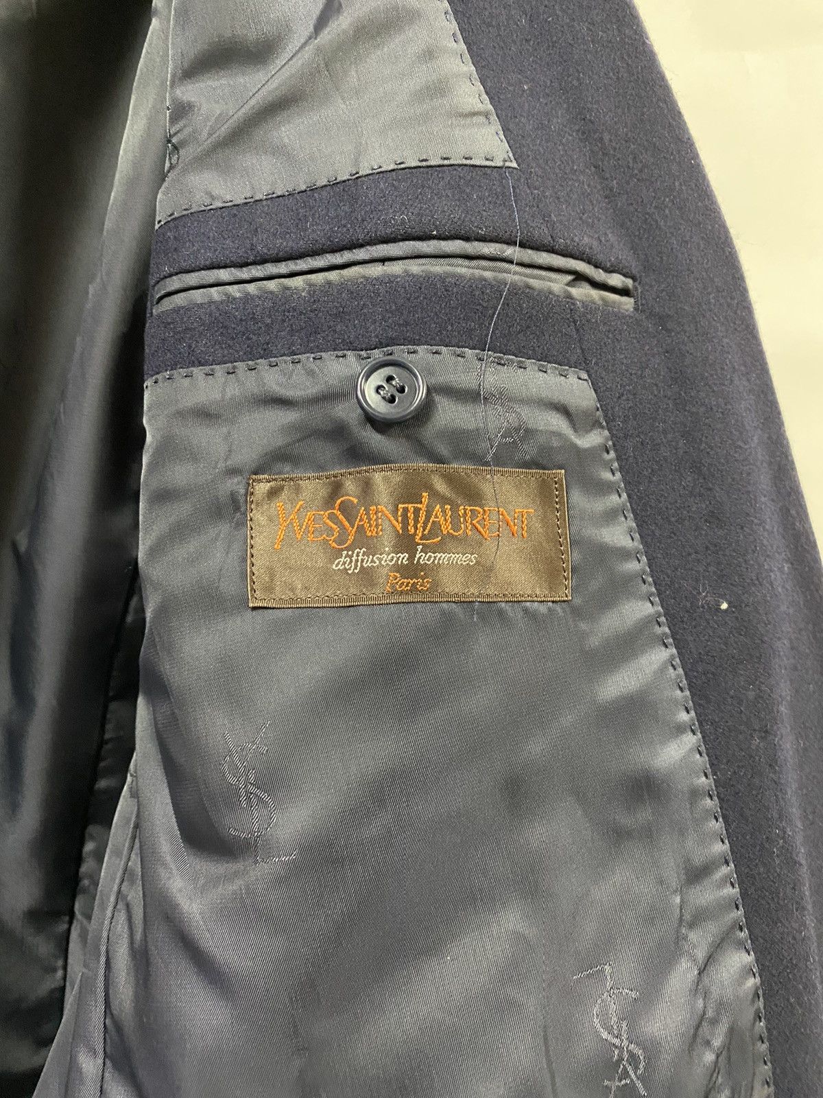 Vintage YvesSaintLaurent Diffusion Homme Paris Double Breasted Coat Size US M / EU 48-50 / 2 - 20 Thumbnail