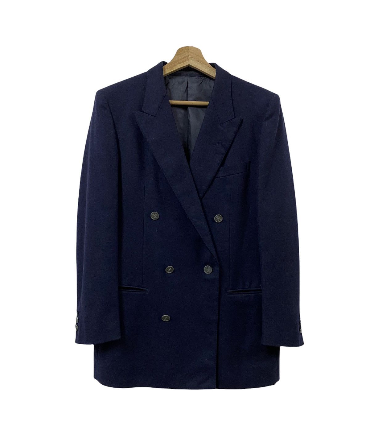 Vintage YvesSaintLaurent Diffusion Homme Paris Double Breasted Coat Size US M / EU 48-50 / 2 - 2 Thumbnail