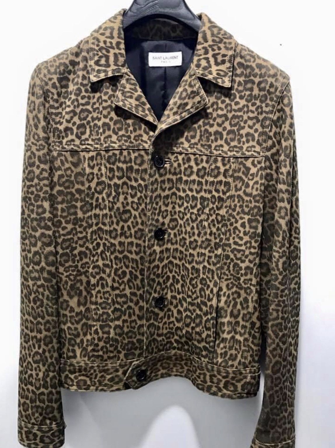 Hedi Slimane × Saint Laurent Paris 15SS Hedi Leopard Suede Trapper Jacket Sz46/48 Size US M / EU 48-50 / 2 - 1 Thumbnail