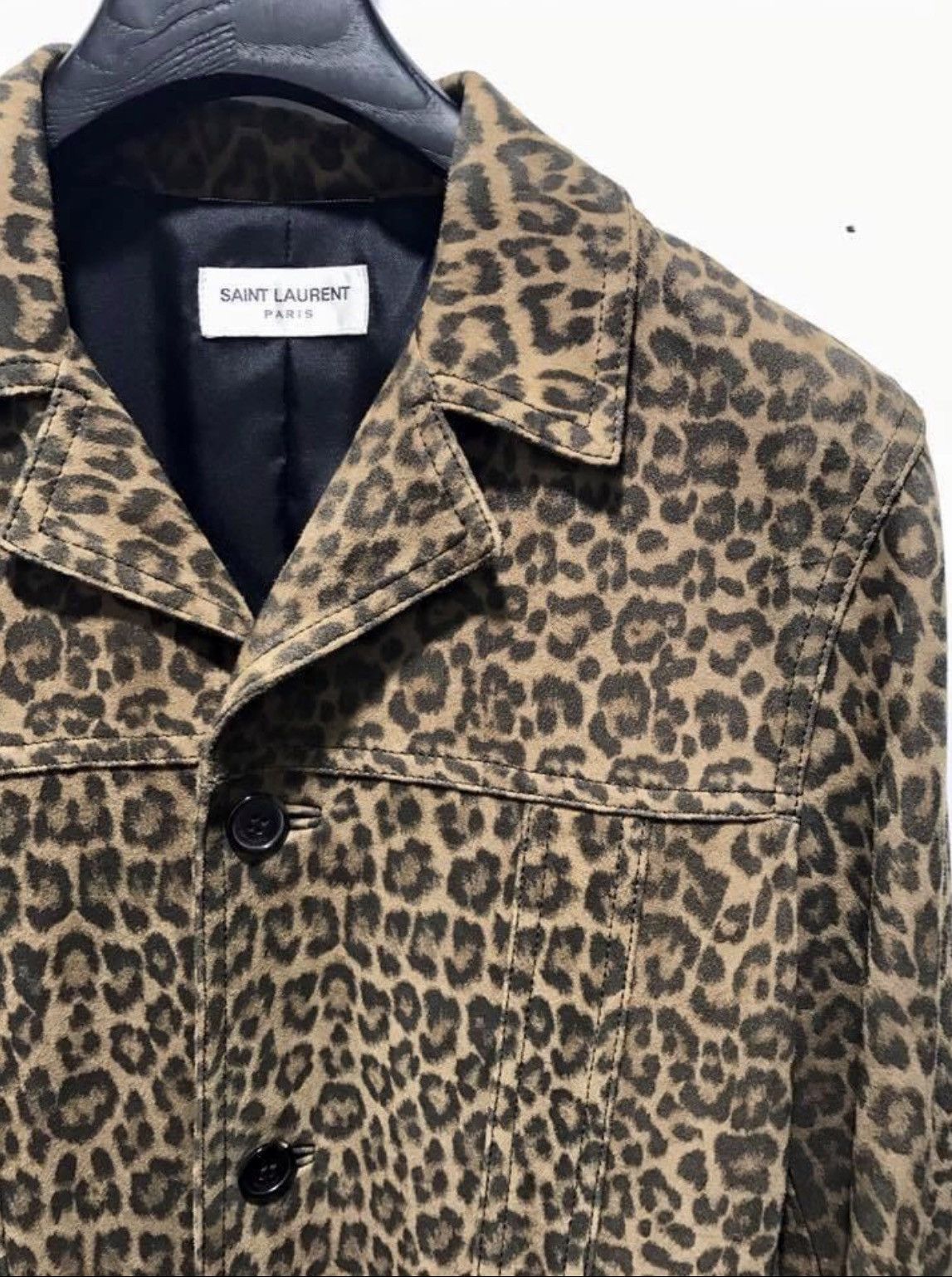 Hedi Slimane × Saint Laurent Paris 15SS Hedi Leopard Suede Trapper Jacket Sz46/48 Size US M / EU 48-50 / 2 - 2 Thumbnail