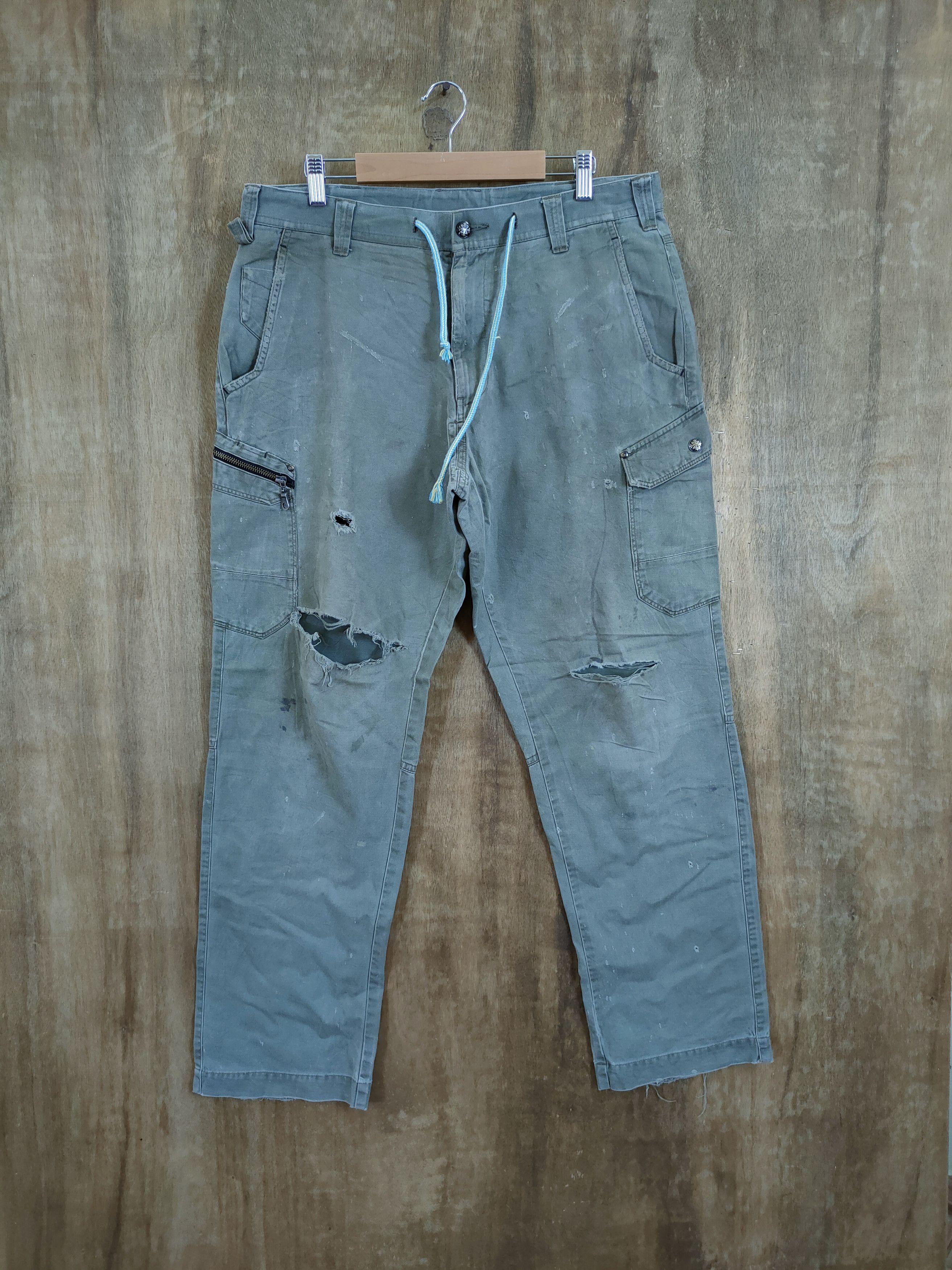 fire fox distressed dirty utility cargo pants #46-801