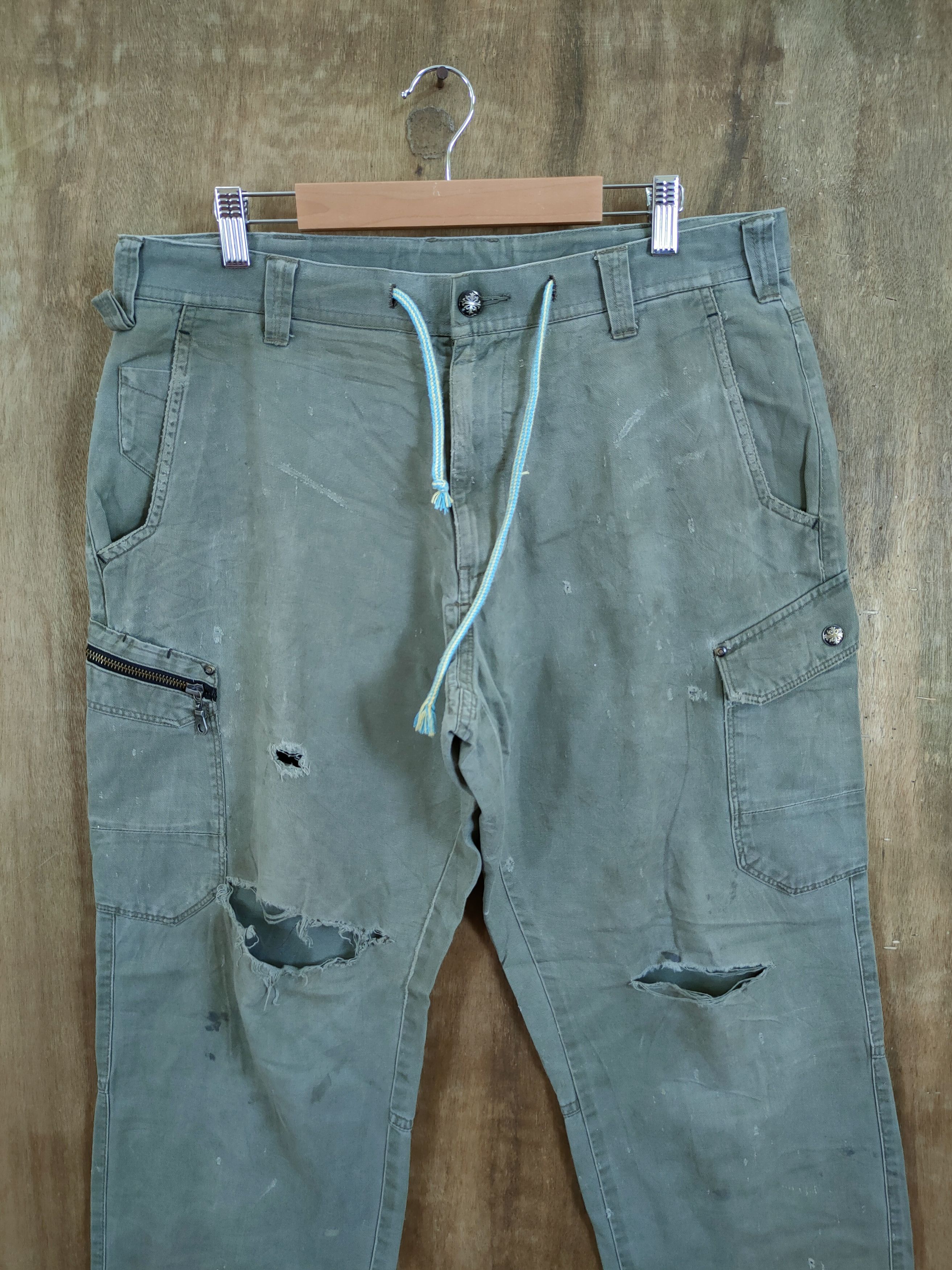 Japanese Brand fire fox distressed dirty utility cargo pants #46-801 Size US 34 / EU 50 - 4 Thumbnail