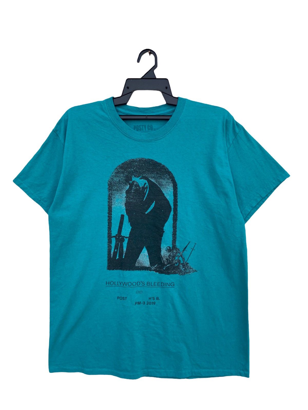 image of Band Tees x Rap Tees Post Melone Hollywood’S Bleeding in Green, Men's (Size Large)