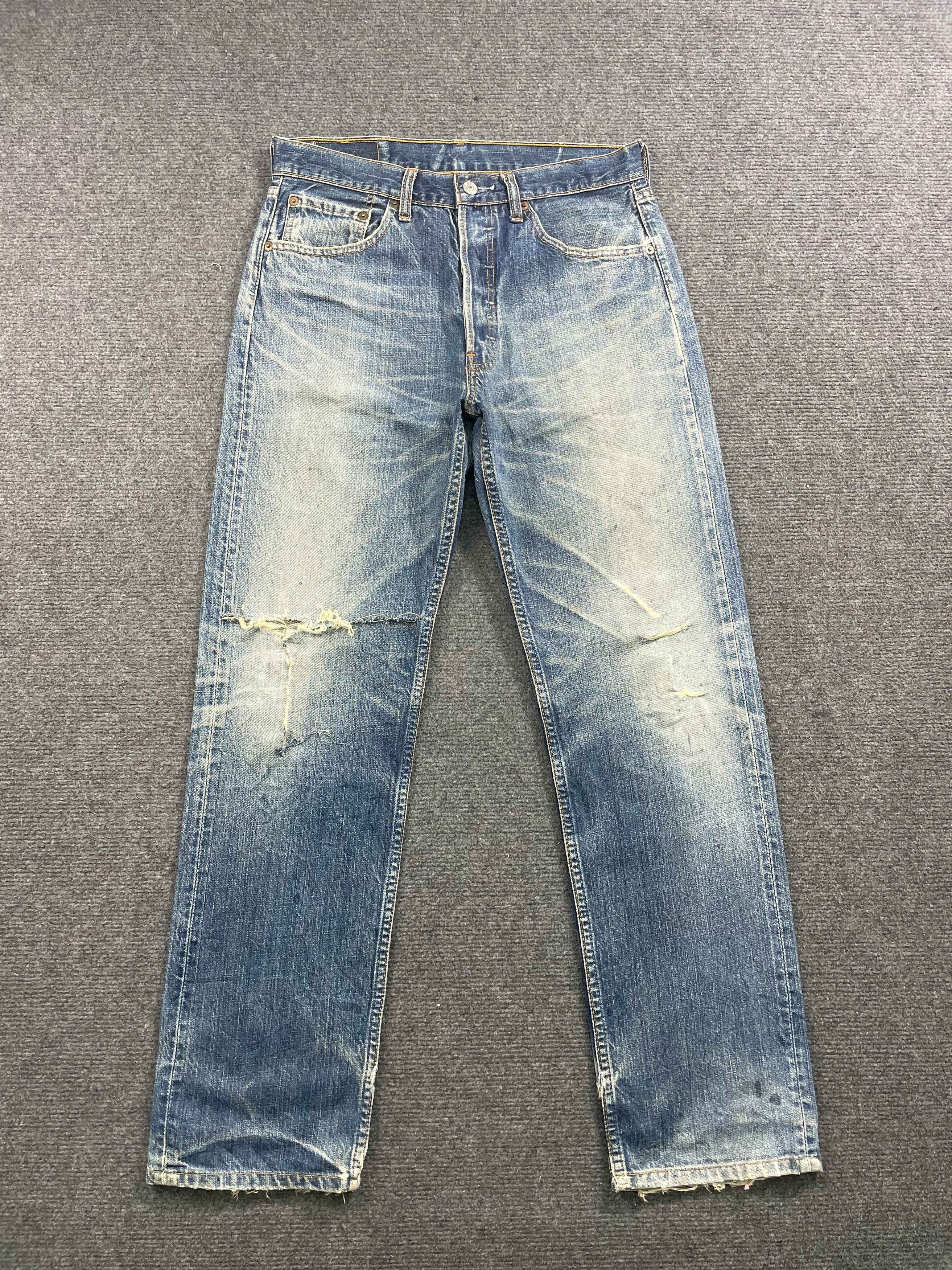 image of Distressed Denim x Levis Vintage 90's Levis 501 Faded Blue Jeans in Blue Denim, Men's (Size 31)