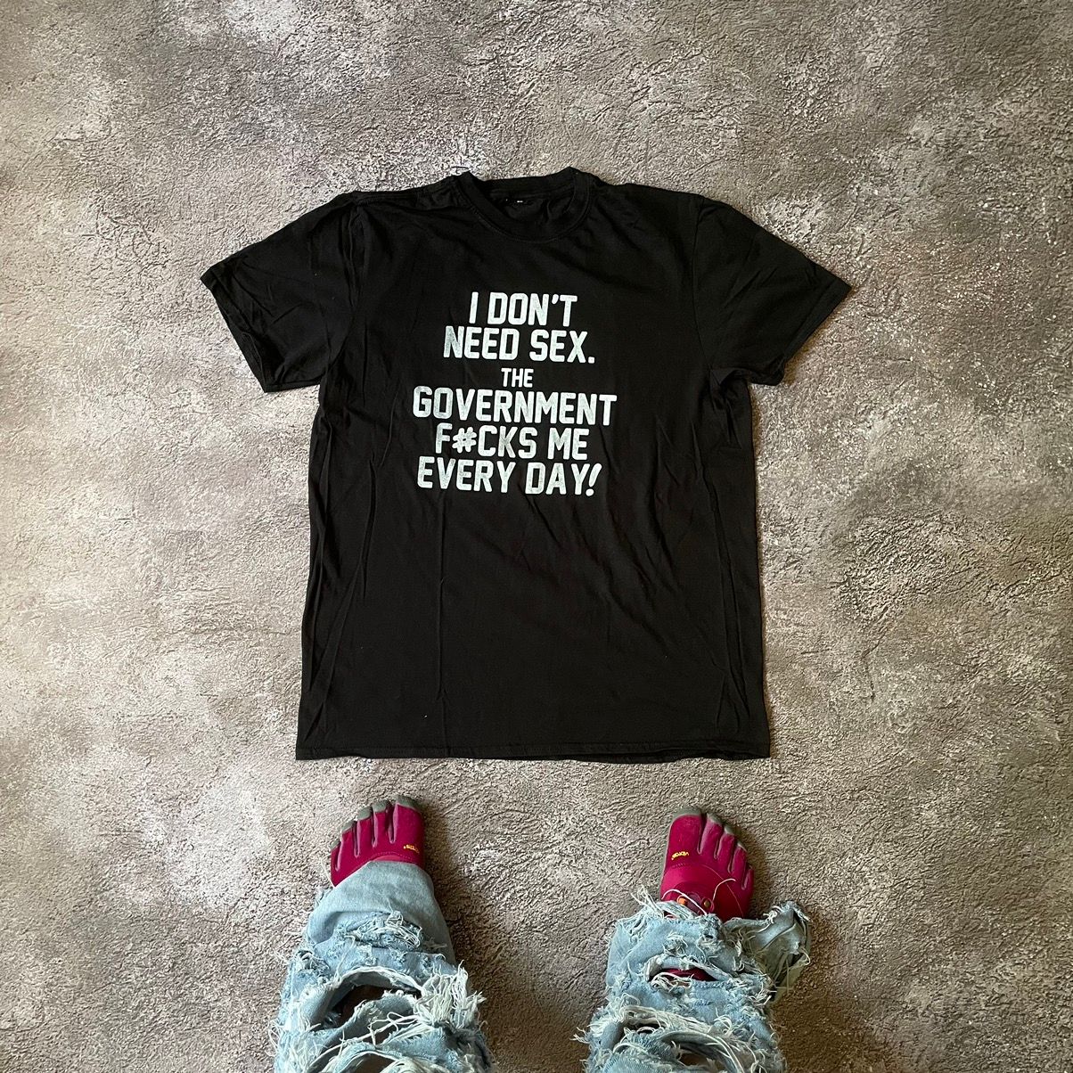 Pre-owned Humor X Vintage Y2k Adult “ Government Fuck Me Everyday “ Funny Tee In Black