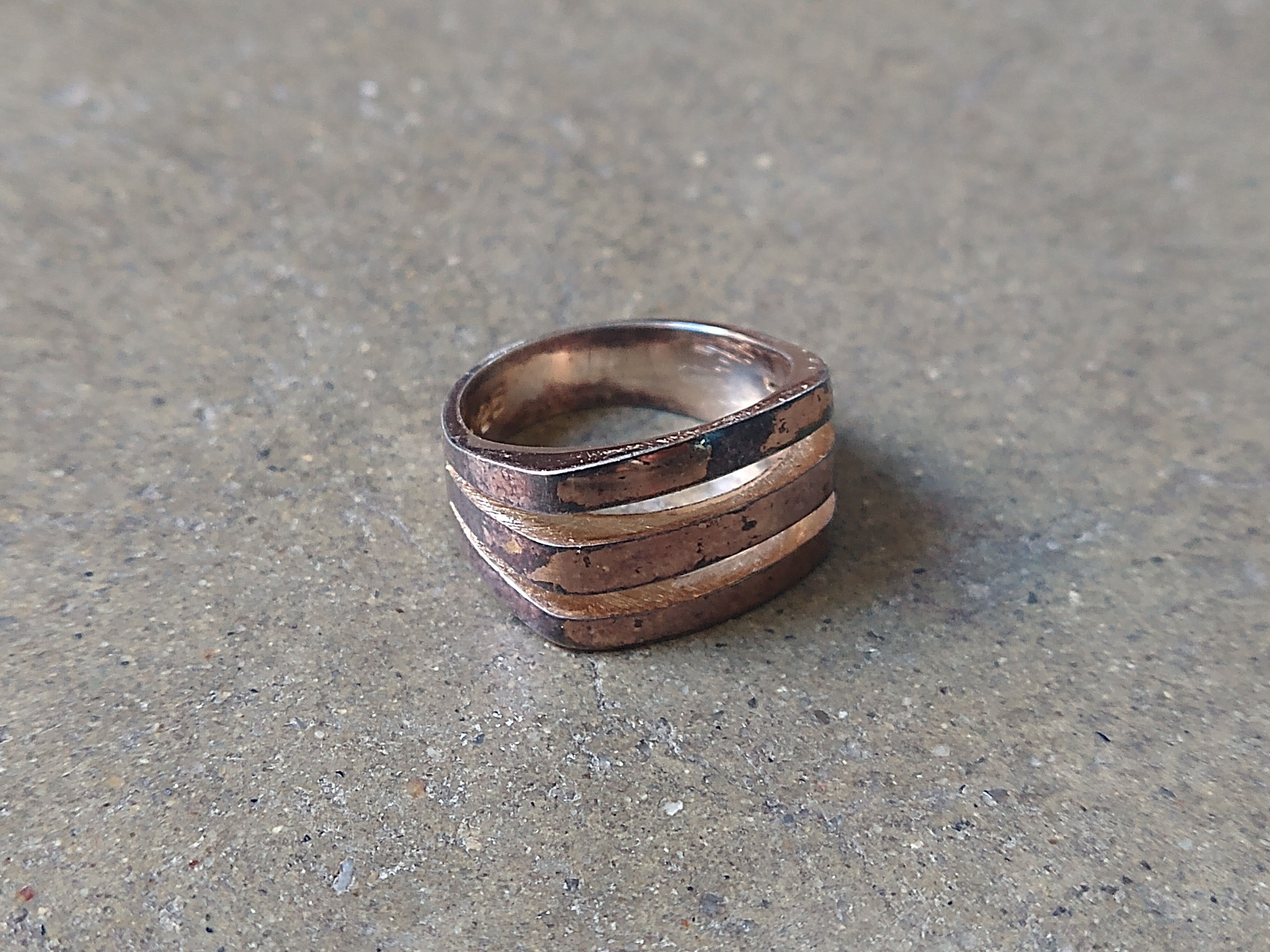 Jewelry Sterling Silver Ring Size 7 Rose Gold Modern Band Size ONE SIZE - 4 Thumbnail