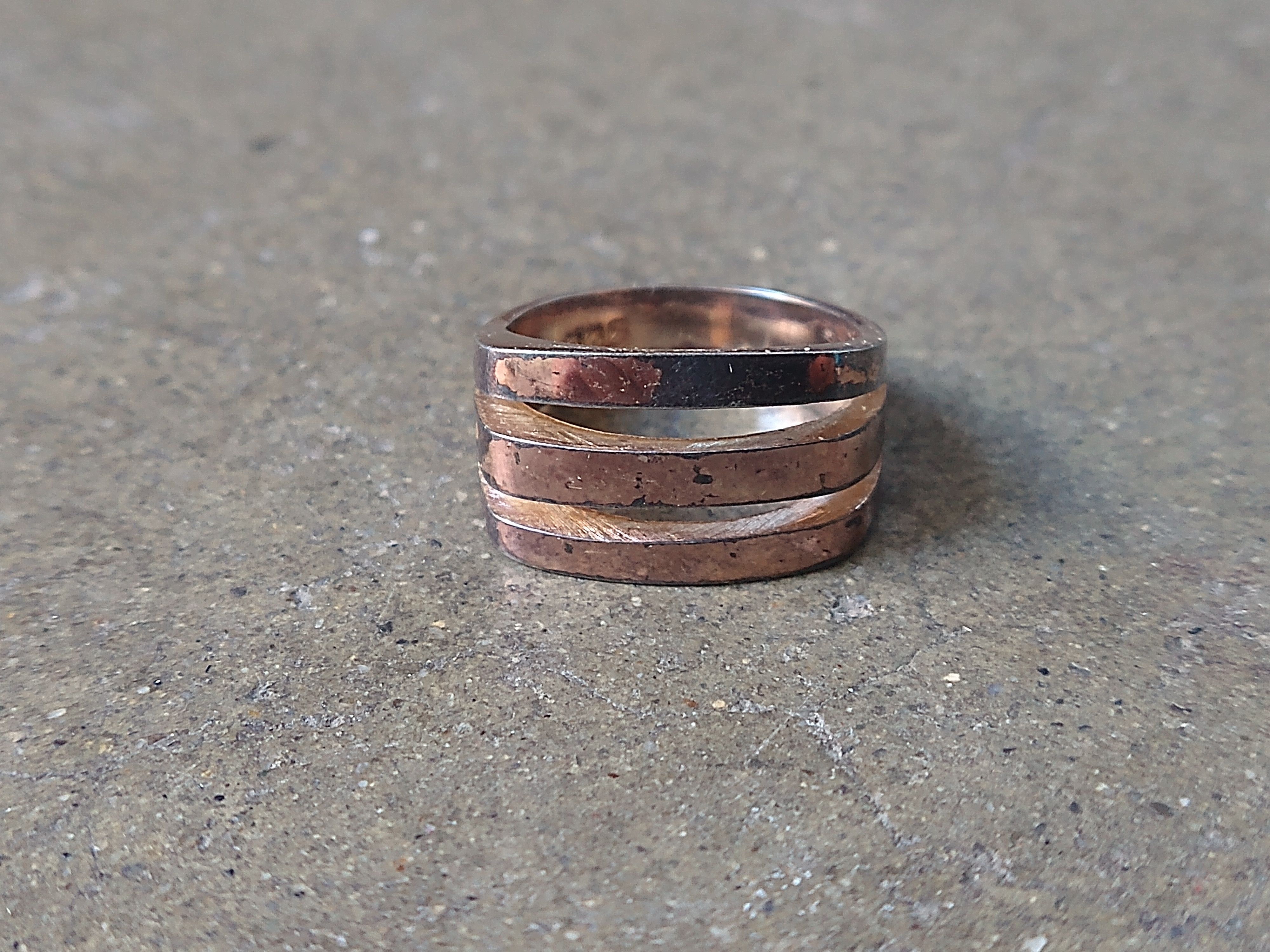 Jewelry Sterling Silver Ring Size 7 Rose Gold Modern Band Size ONE SIZE - 5 Thumbnail