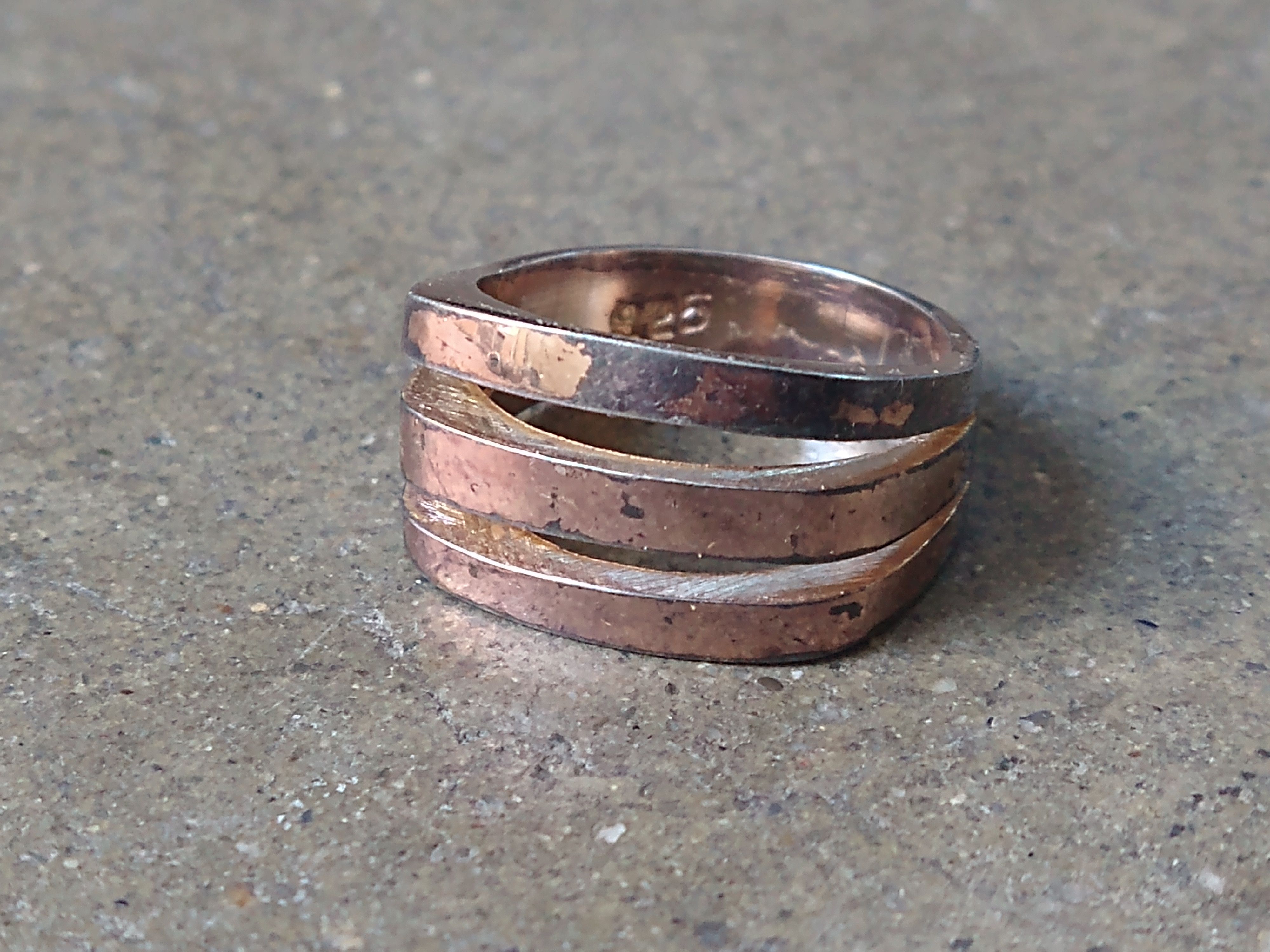 Jewelry Sterling Silver Ring Size 7 Rose Gold Modern Band Size ONE SIZE - 2 Thumbnail