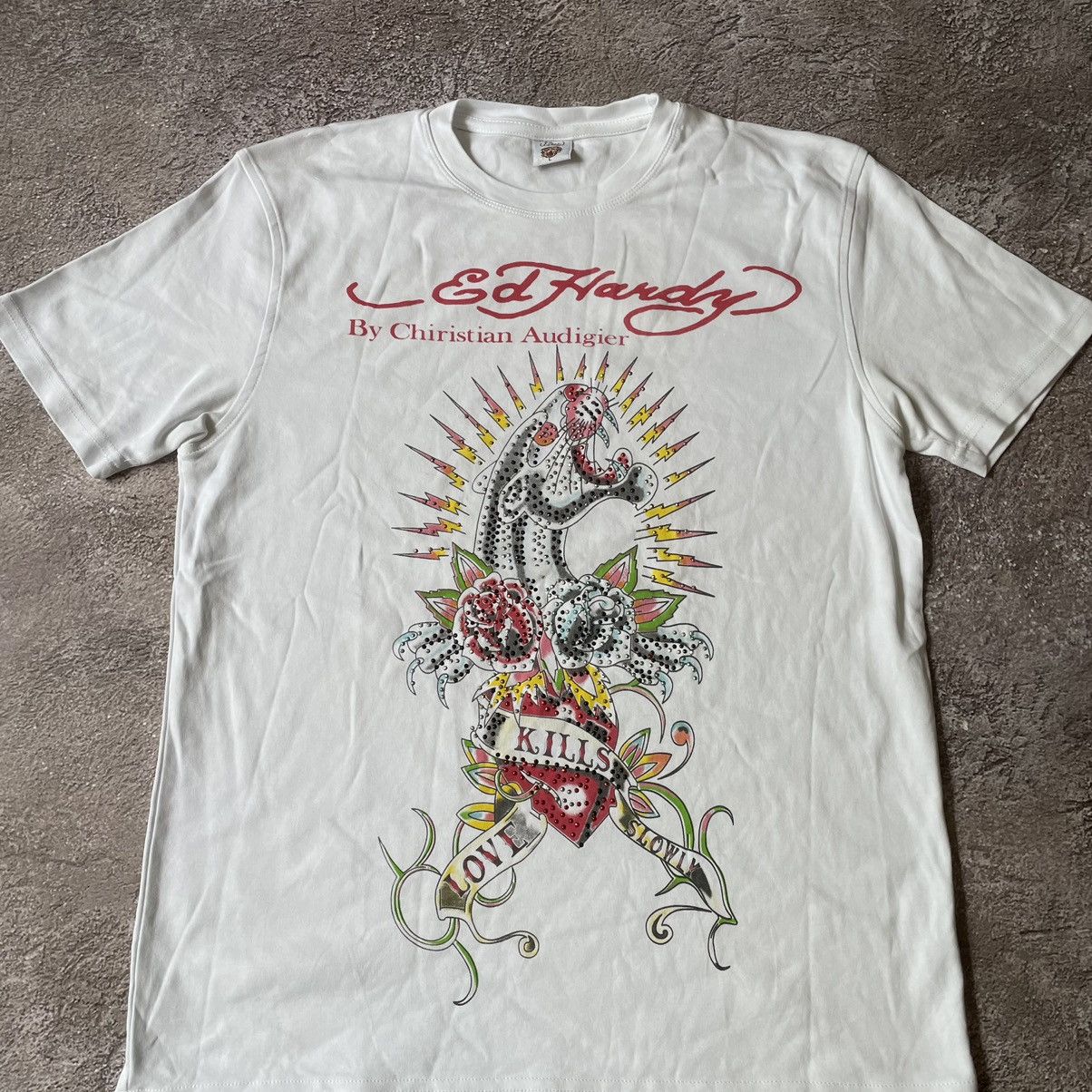 Vintage Vintage Y2K Ed Hardy Graphic Tee Sun Faded Skeleton Love L Size US L / EU 52-54 / 3 - 5 Thumbnail