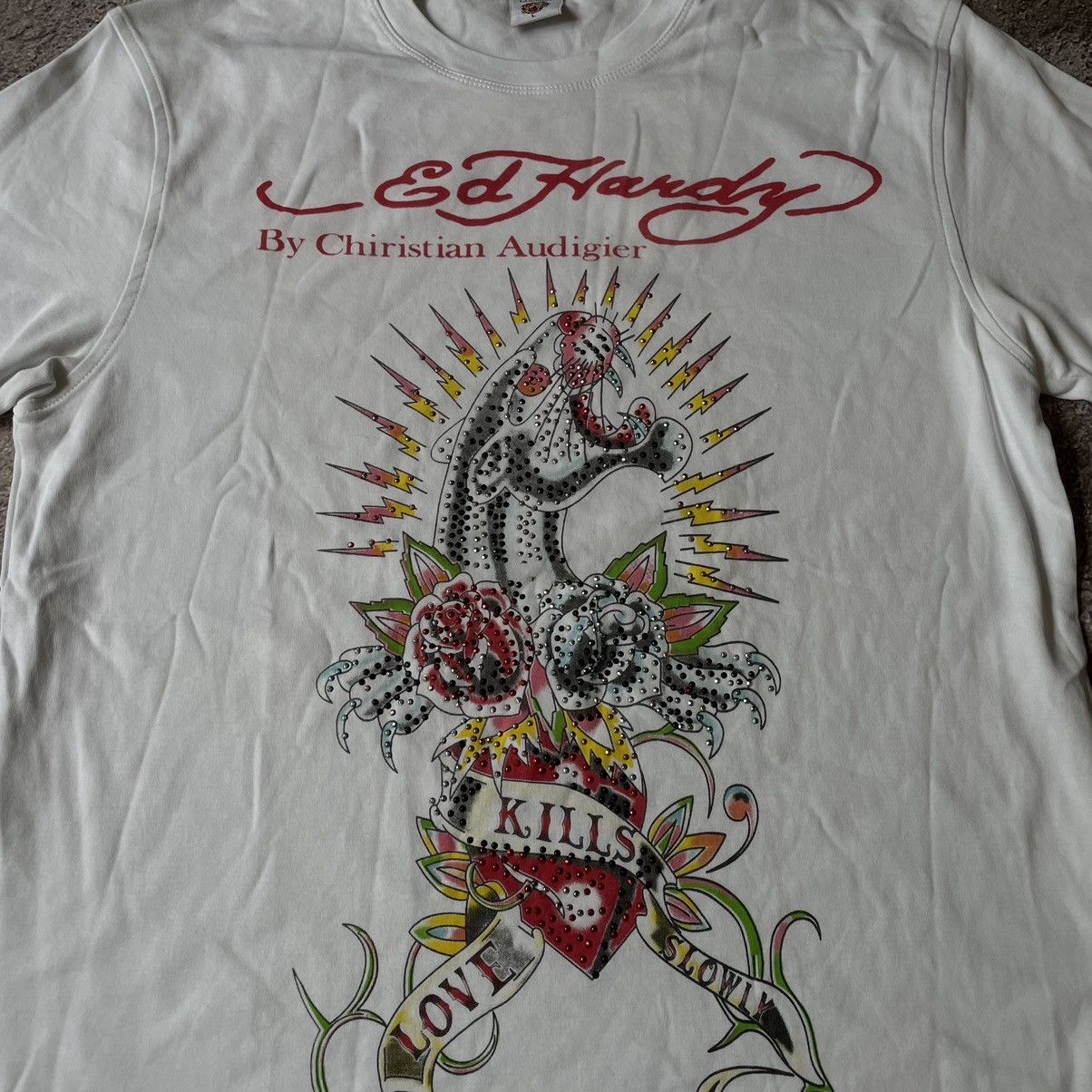 Vintage Vintage Y2K Ed Hardy Graphic Tee Sun Faded Skeleton Love L Size US L / EU 52-54 / 3 - 6 Thumbnail