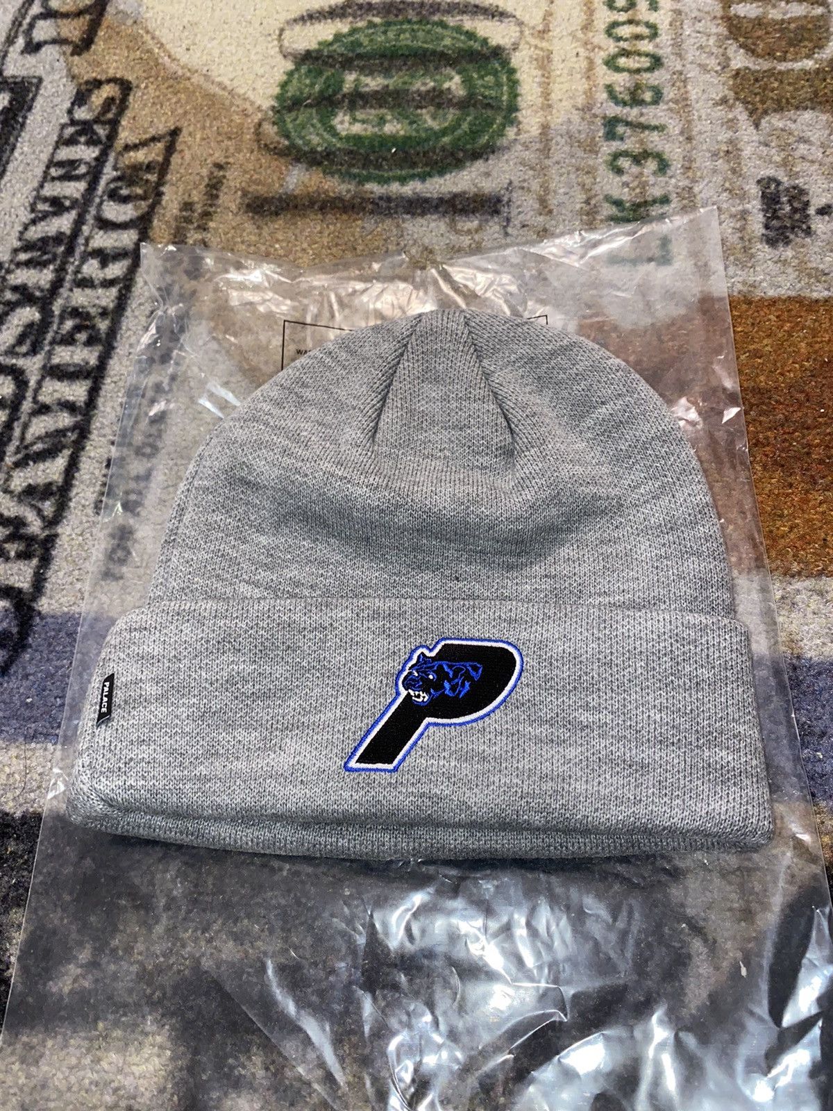 image of Palace Panther Beanie Grey, Men's