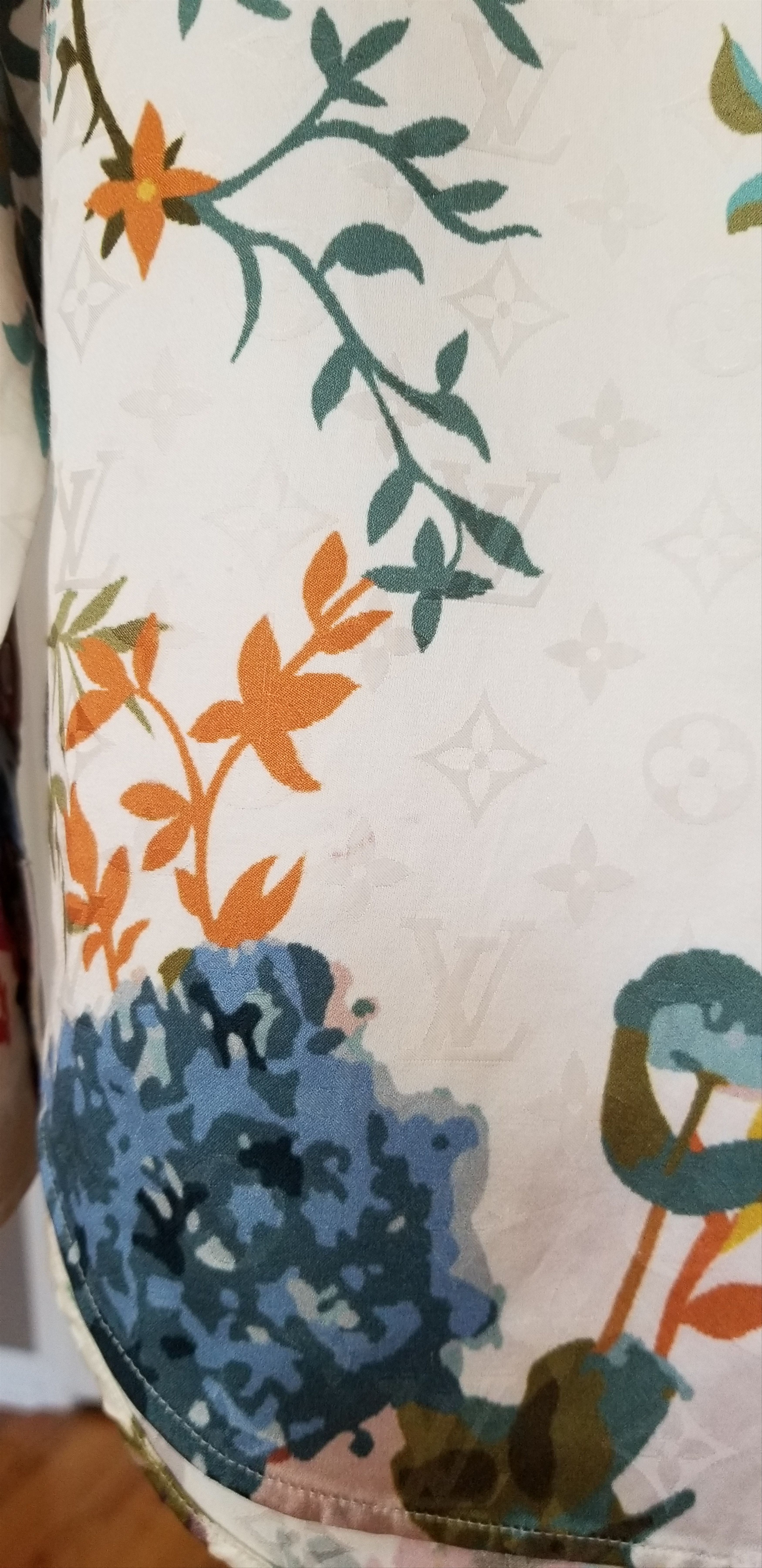Louis Vuitton Louis Vuitton Floral Monogram Silk Shirt Size US S / EU 44-46 / 1 - 9 Thumbnail