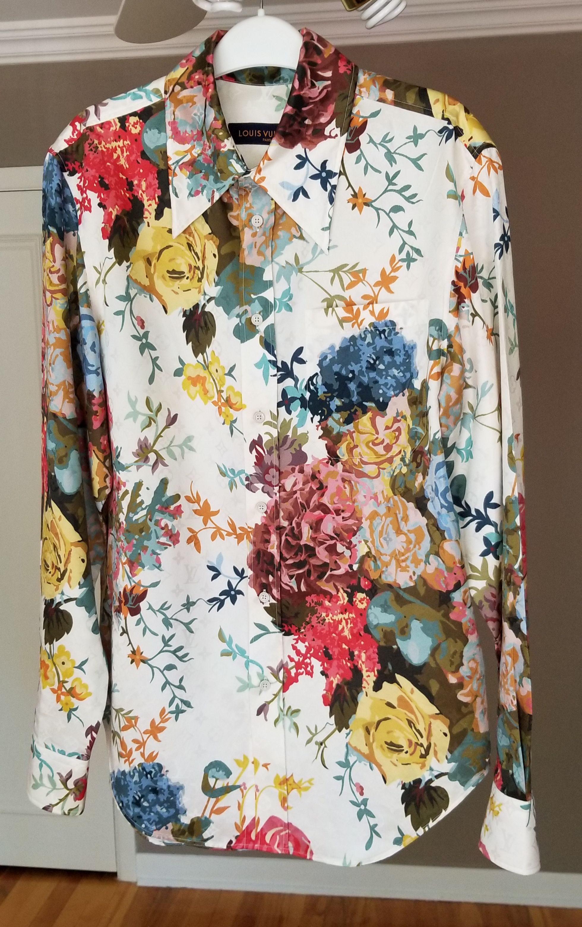 Louis-Vuitton Short-Sleeve Floral Blouse
