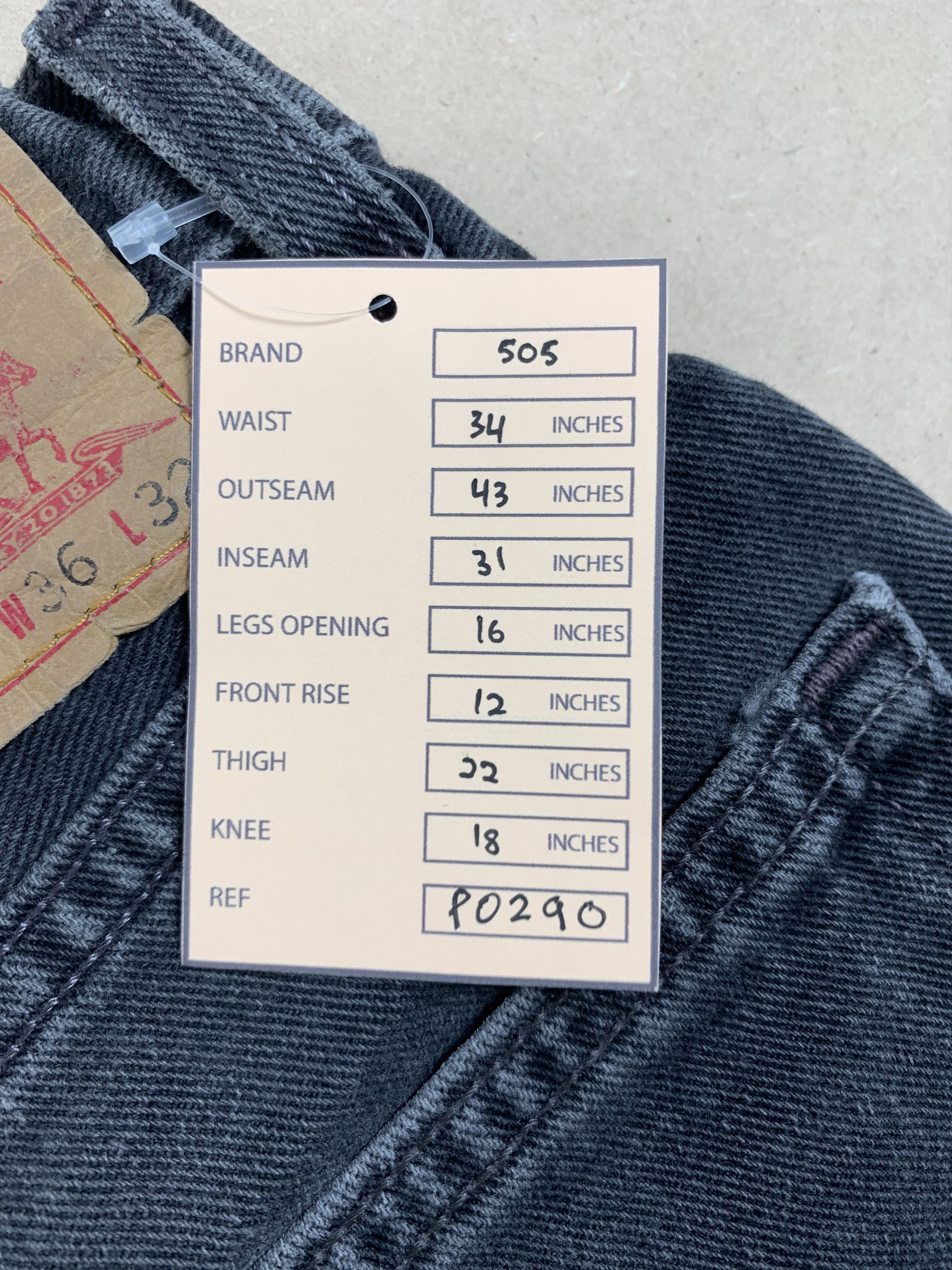 Levi's × Vintage Vintage Levis 505 Straight Cut Faded Black Jeans Size US 34 / EU 50 - 15 Thumbnail