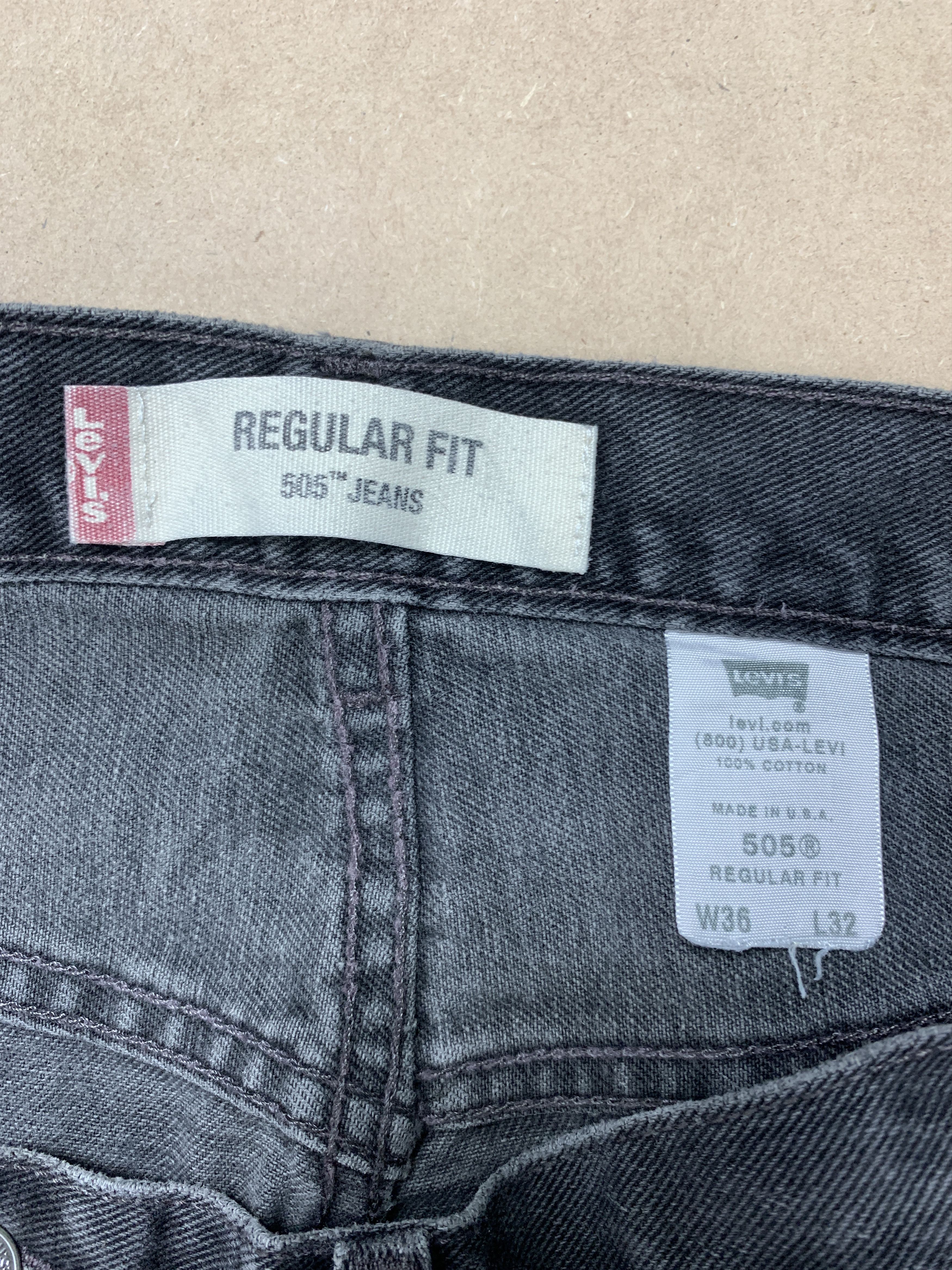 Levi's × Vintage Vintage Levis 505 Straight Cut Faded Black Jeans Size US 34 / EU 50 - 11 Thumbnail