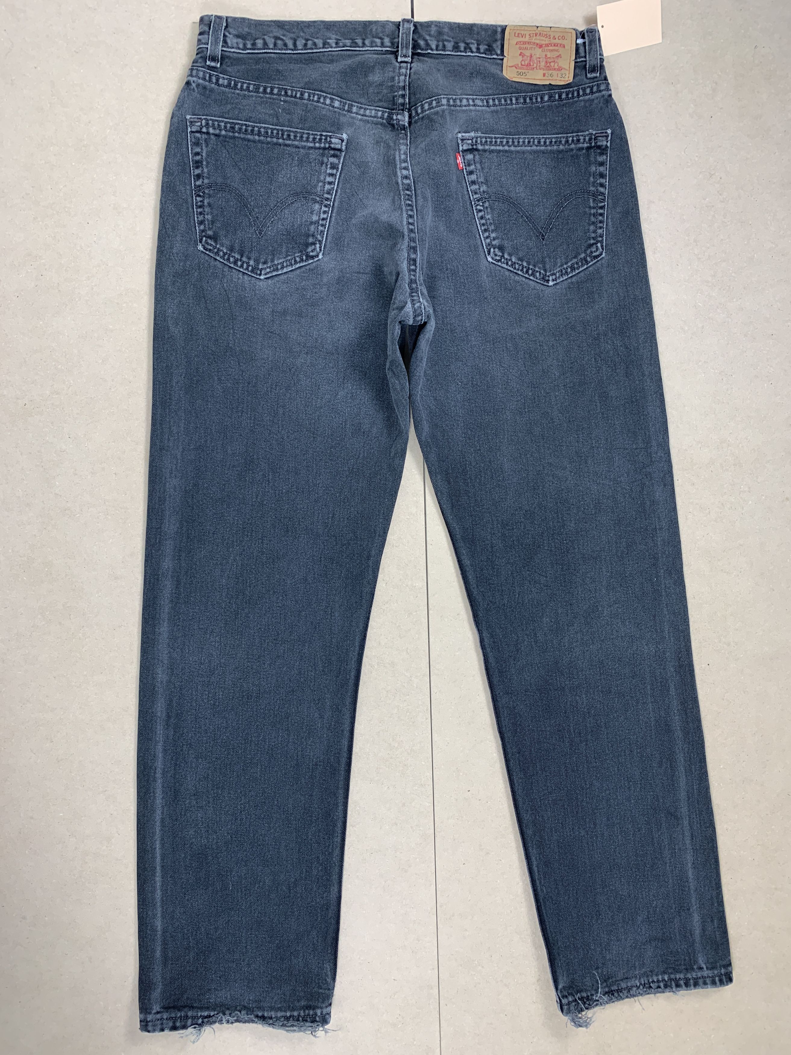 Levi's × Vintage Vintage Levis 505 Straight Cut Faded Black Jeans Size US 34 / EU 50 - 7 Thumbnail