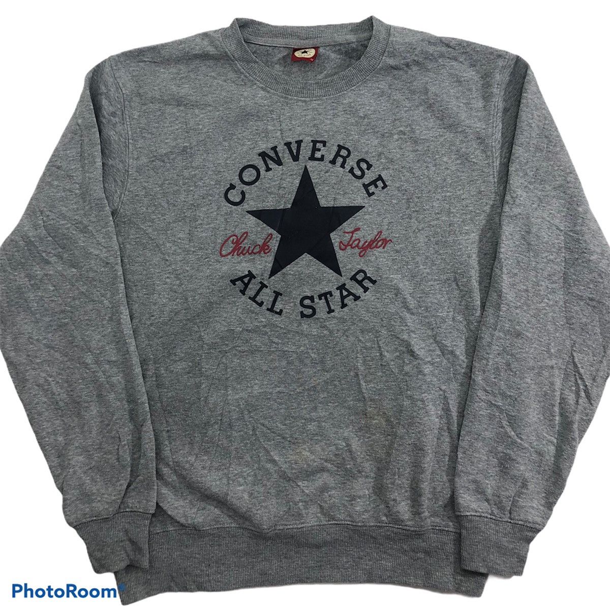 image of Converse Vintage Chuck Taylor Logo Sweater in Grey, Men's (Size Medium)